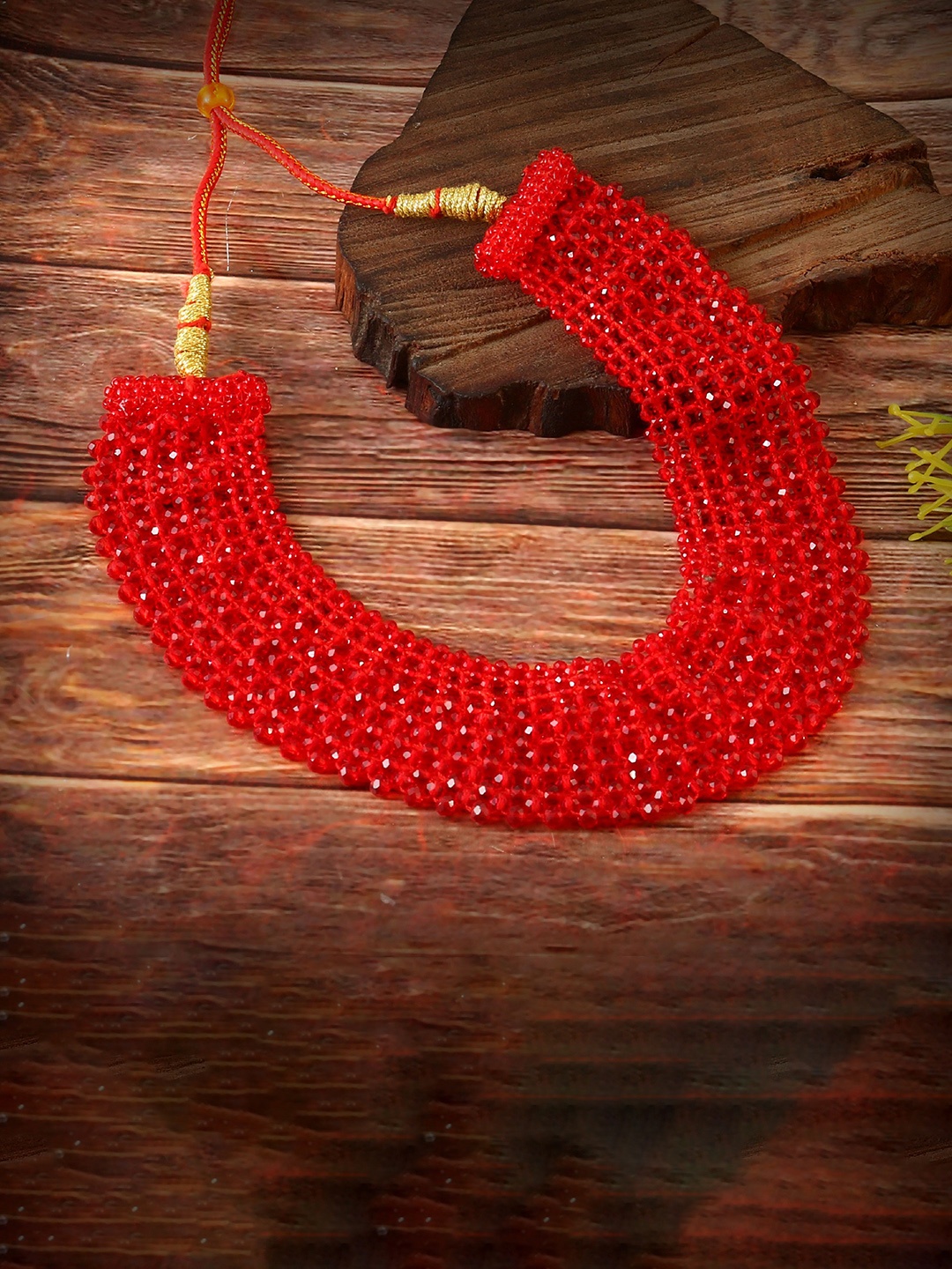 

Jewar Mandi Artificial Beaded Statement Choker Necklace, Red