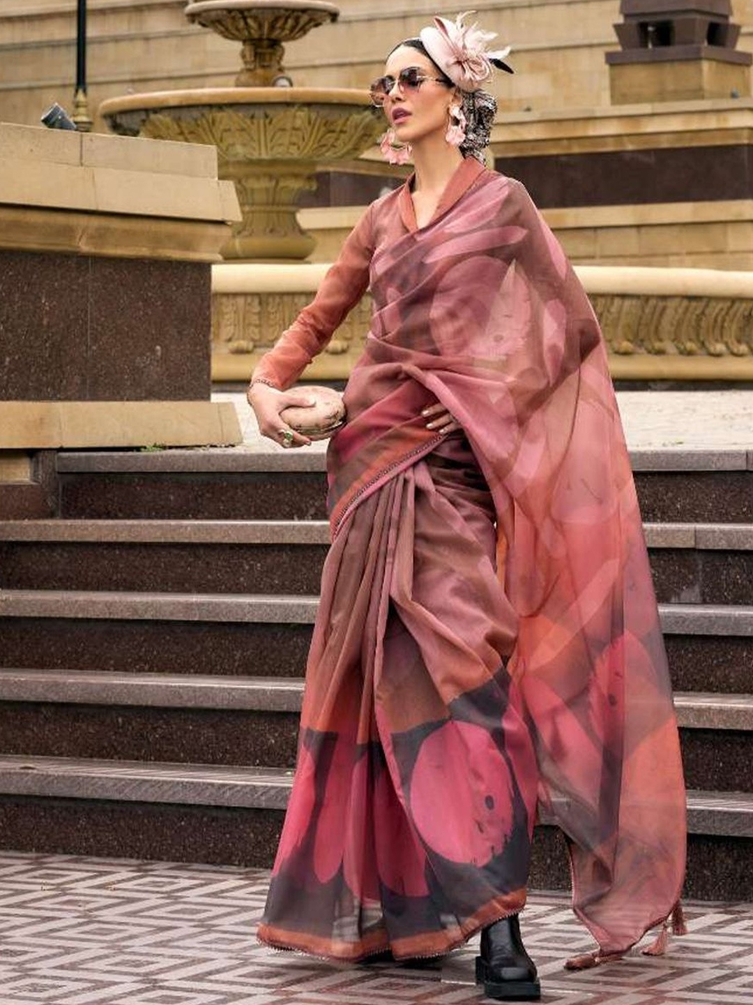 

Suha Gotta Patti Organza Saree, Pink