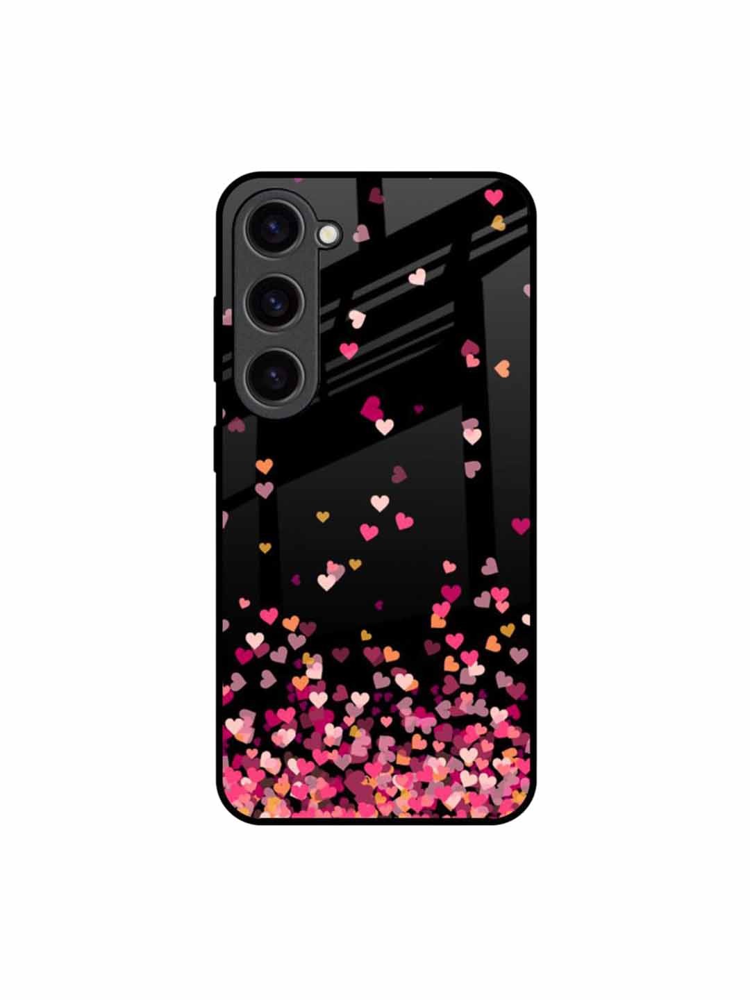 

QRIOH Heart Rain Fall Printed Samsung Galaxy S23 Back Case, Black
