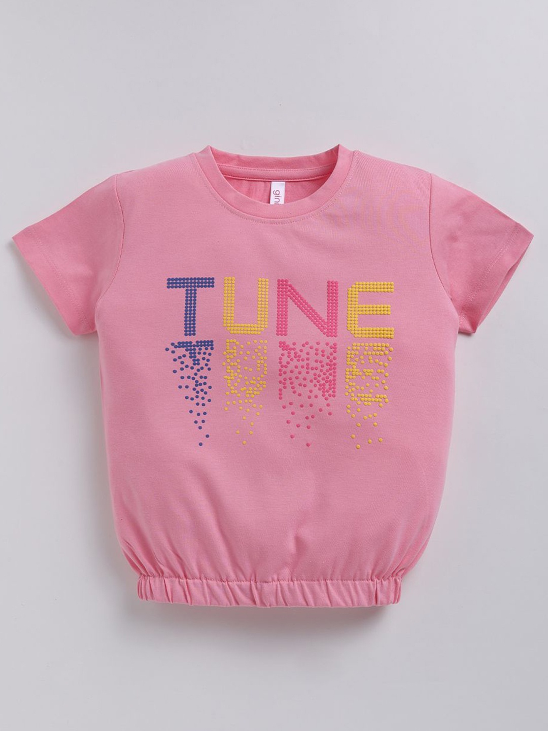 

Ginie Girls Typography Printed Round Neck Top, Pink