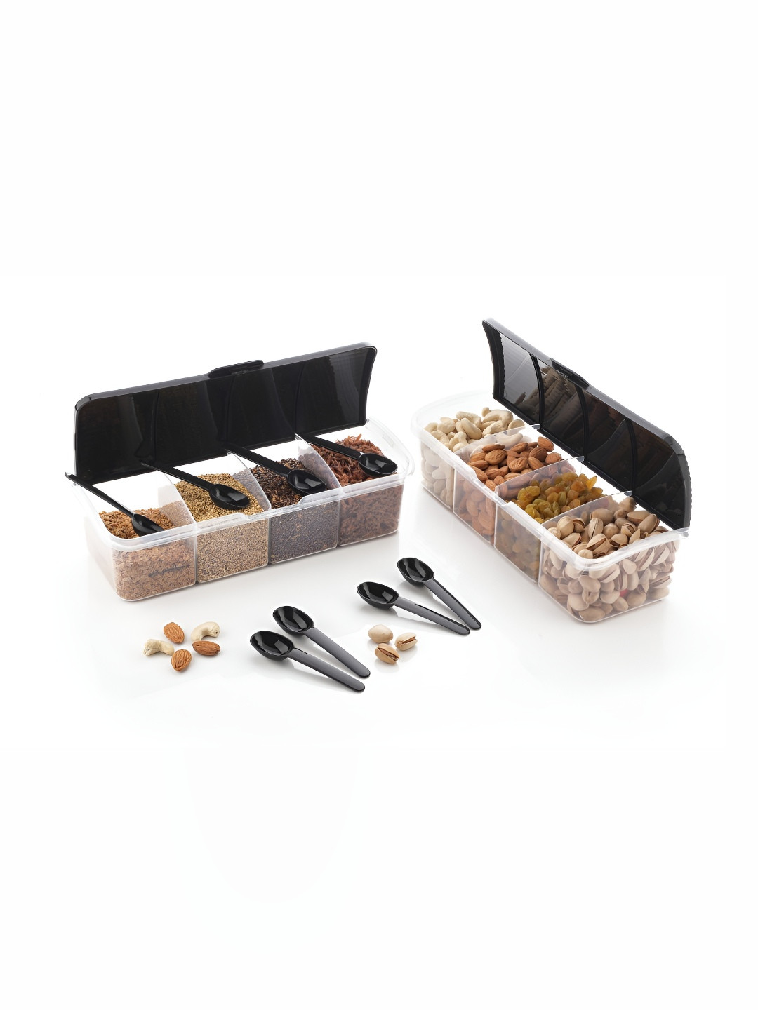 

HASHONE Black 2 Pieces Easy to Clean Utility Multipurpose Canister Container With Spoons