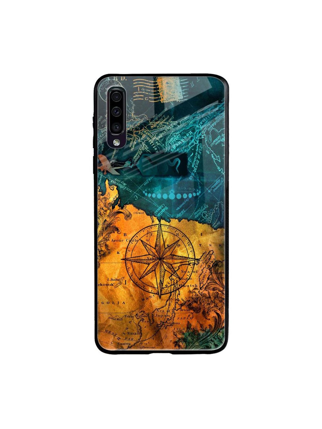 

QRIOH Architecture Map Real Printed Samsung Galaxy A50 Back Case, Blue