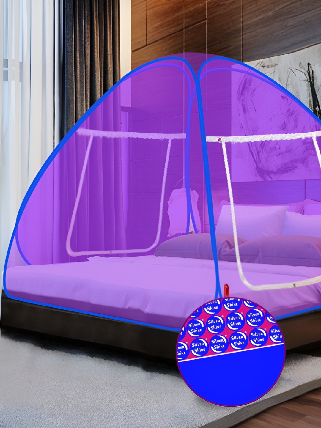 

Silver Shine Purple & Blue King Size Foldable Tent Mosquito Net with Bag