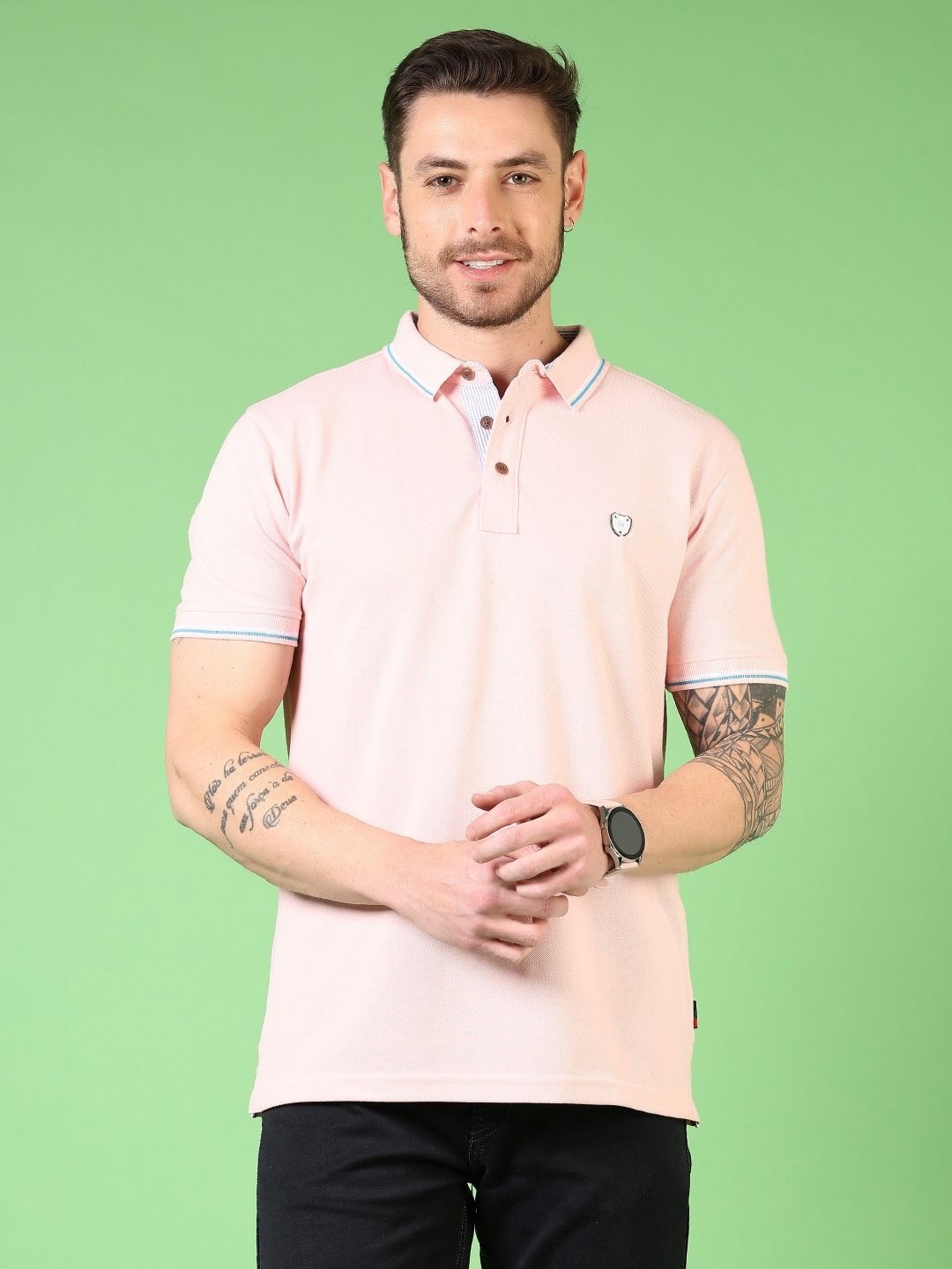 

V-Mart Men Solid Polo Collar Cotton T-shirt, Pink