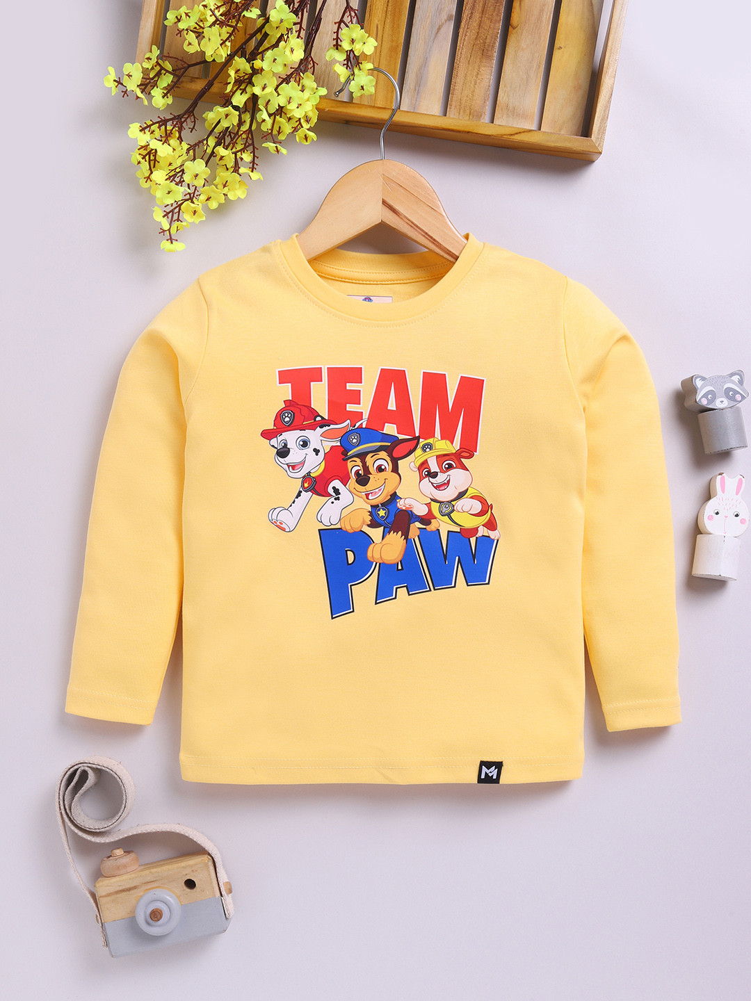 

YK X Minute Mirth Boys Paw Petrol Printed Pure Cotton T-shirt, Yellow