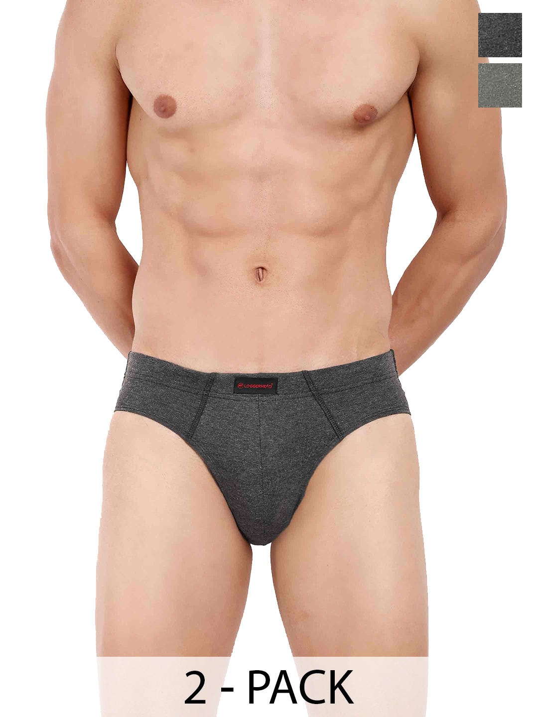 

LOGGERHEAD Pack Of 2 Mid-Rise Basic Briefs LHCB001-ANTHRA-GREY (2)