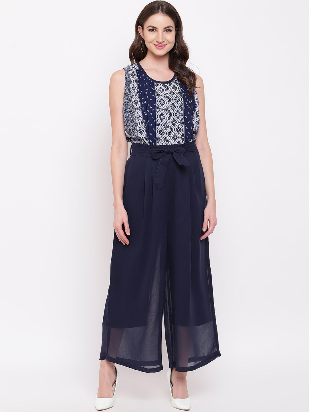 

DressBerry Women Printed Basic Jumpsuit, Navy blue