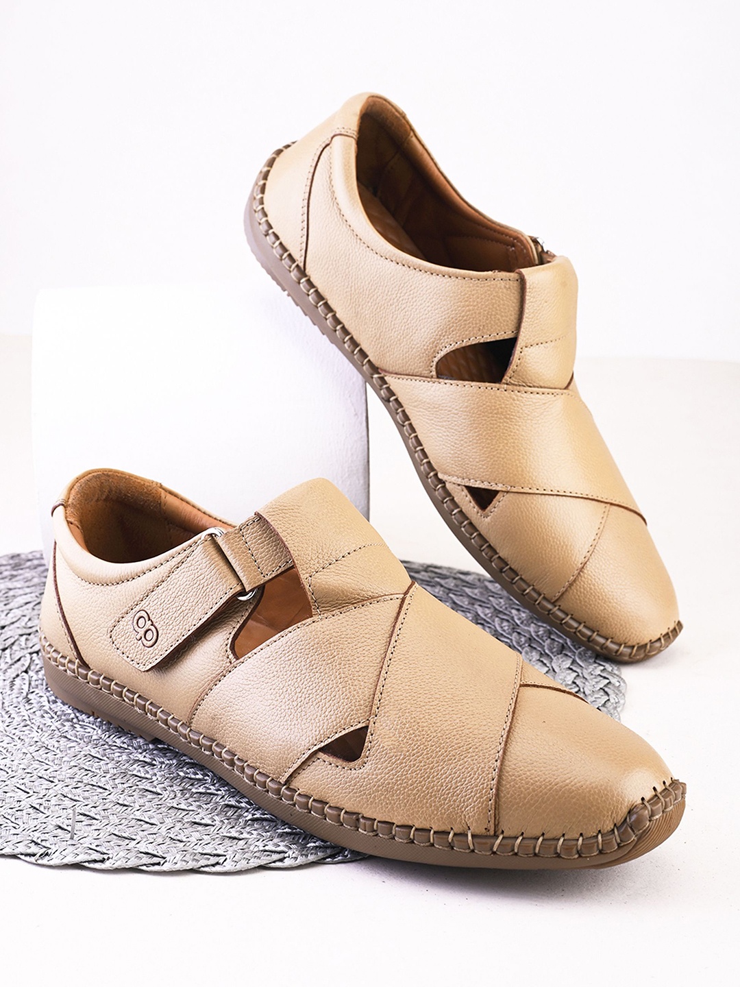 

pelle albero Men Leather Flatforms, Beige