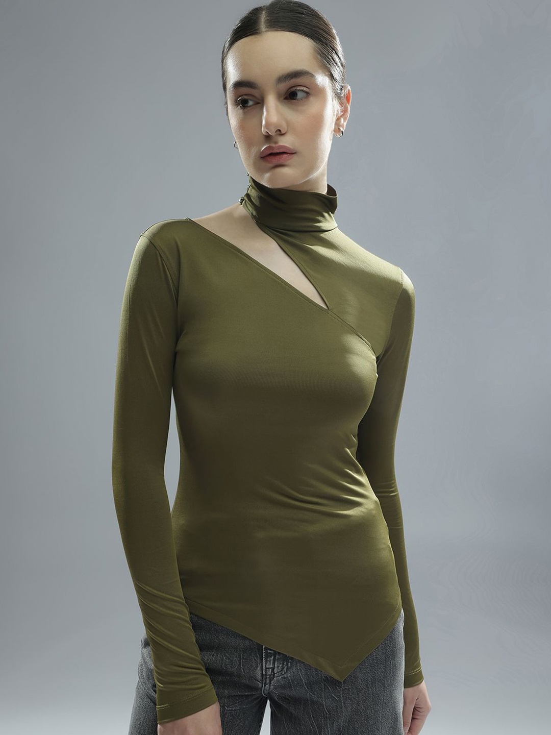 

H&M Full Sleeve Jersey Top, Green