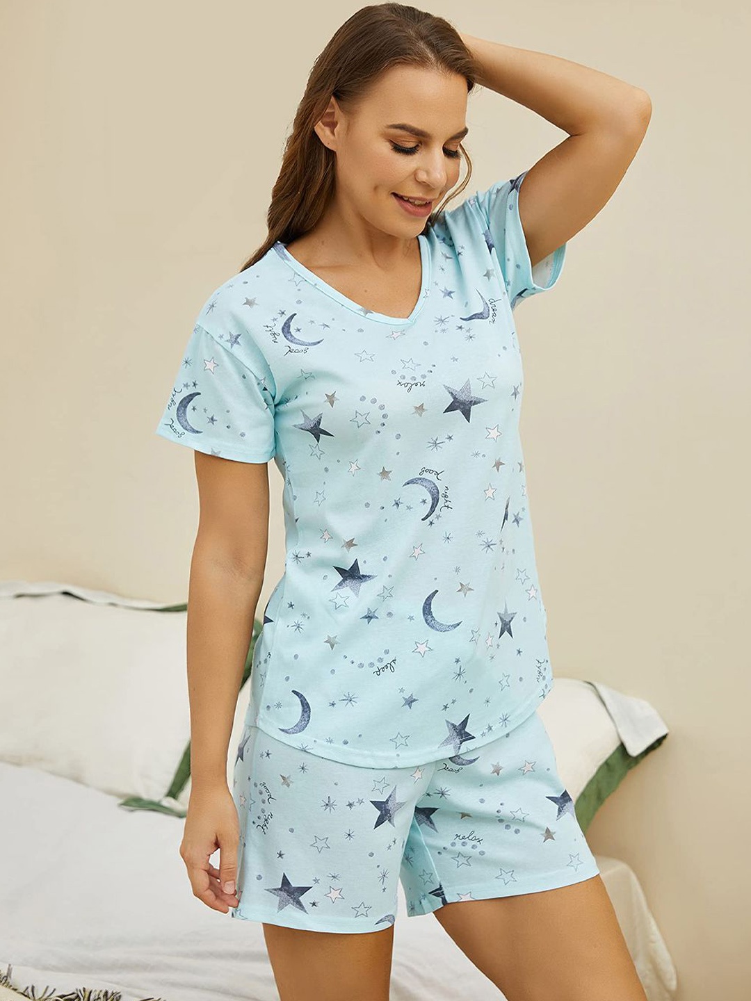

Softwrap Women Printed Night suit, Blue