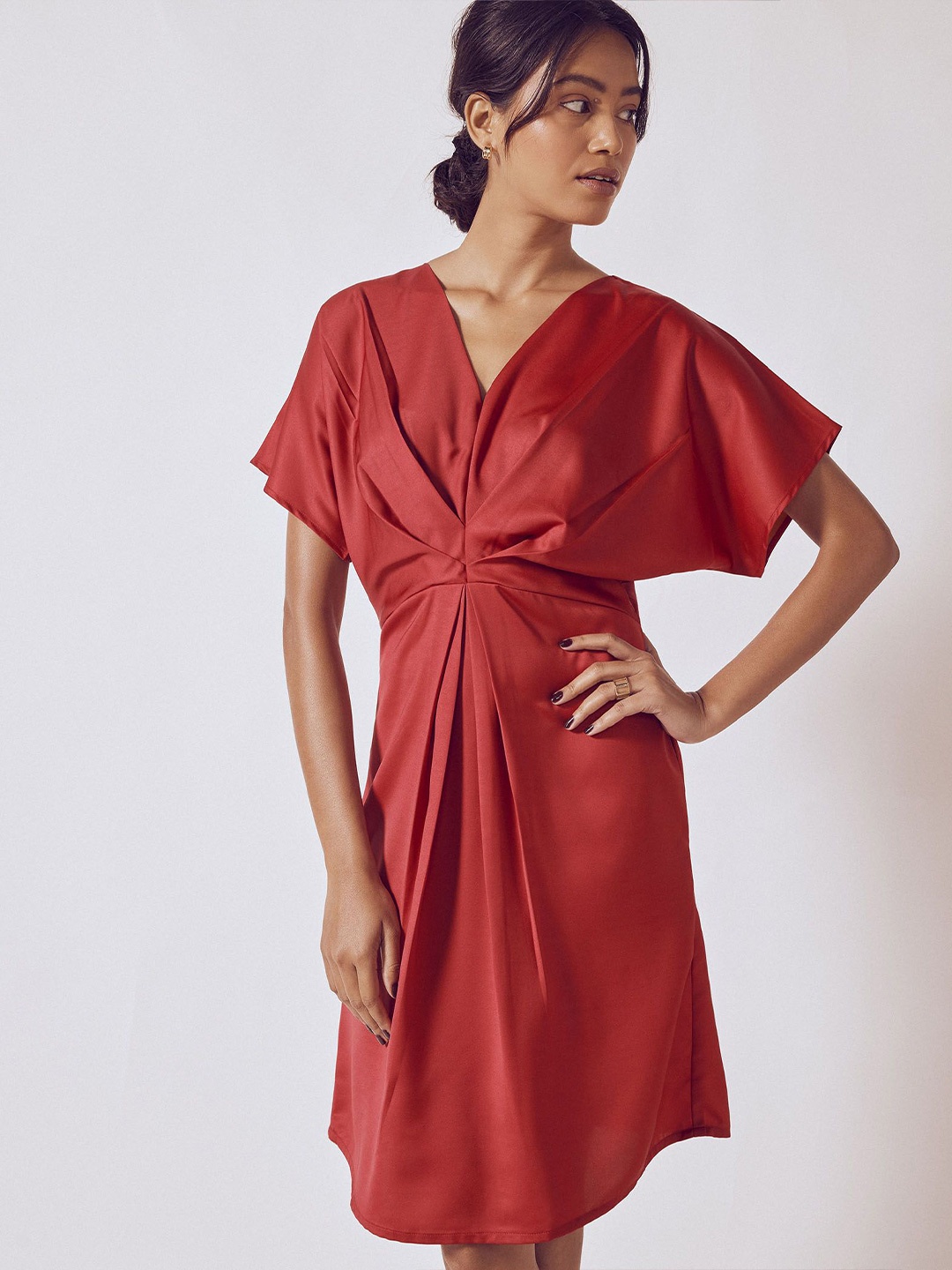 

The Label Life Women Ruby Satin Gathered Dress, Red