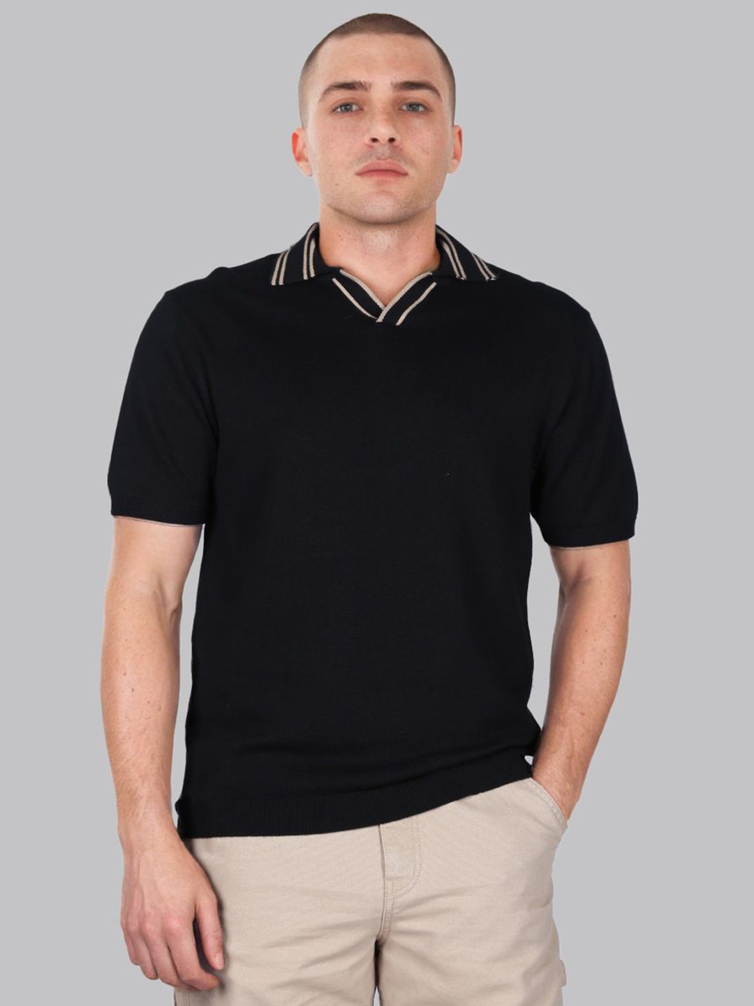 

Lee Men Regular Fit Solid Polo Collar Cotton T-shirt, Black