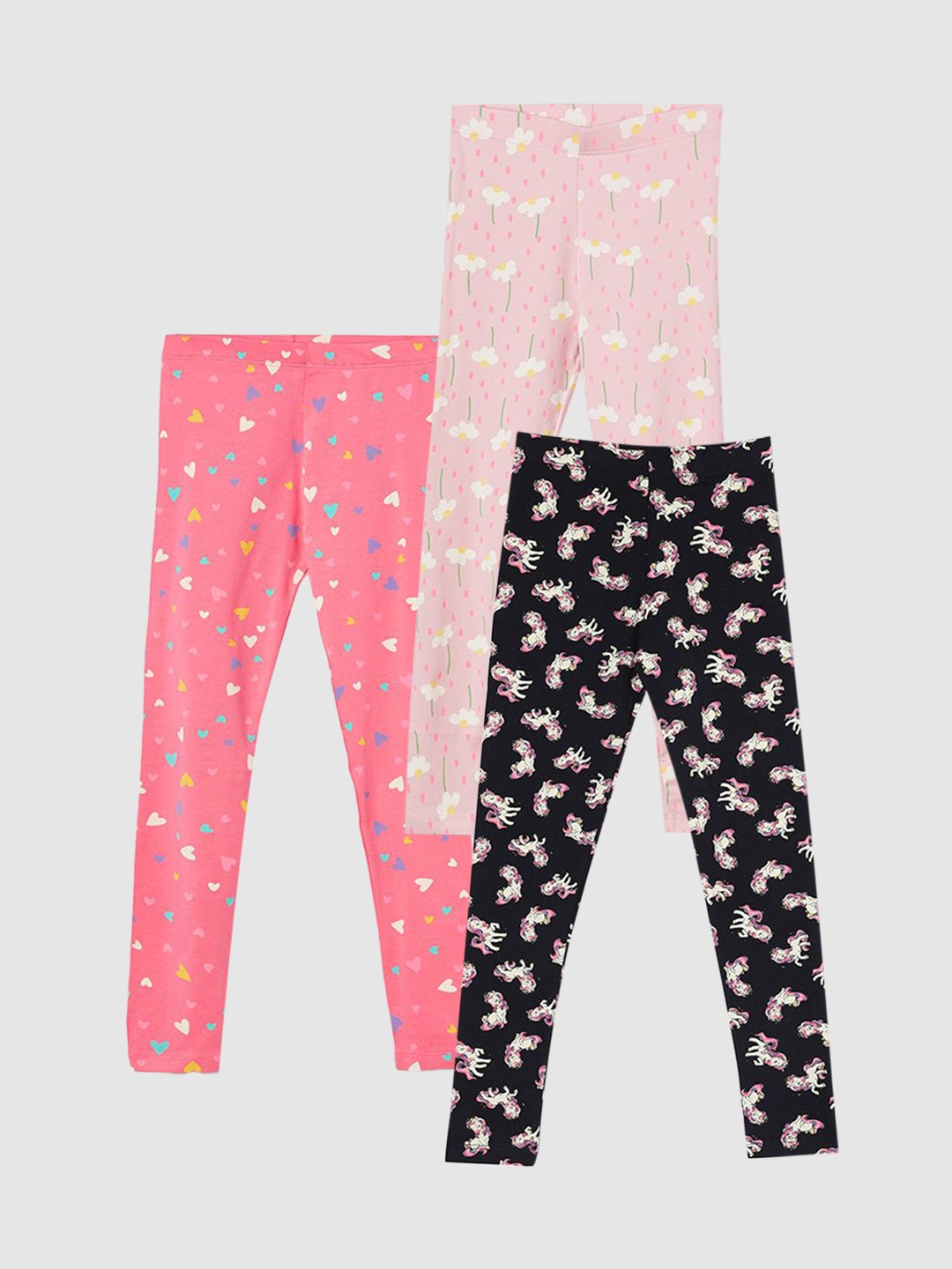 

Fame Forever by Lifestyle Kids Pack of 3 Printed Leggings, Pink