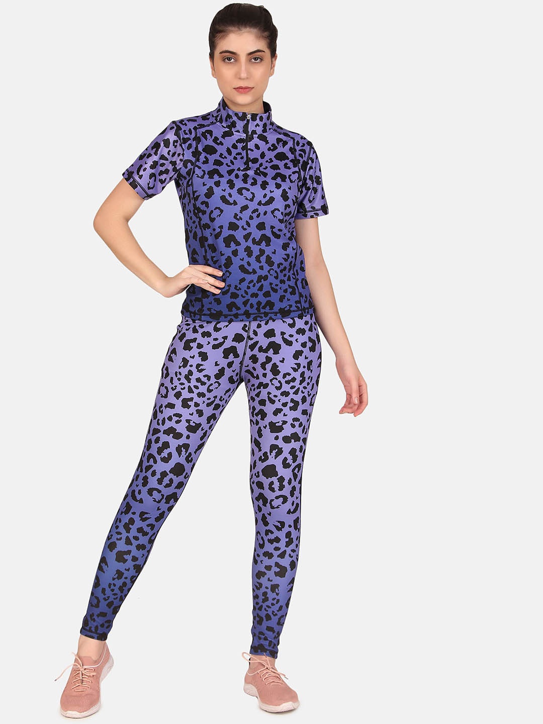 

BENZOS Women Printed Round Neck Tracksuits, Blue