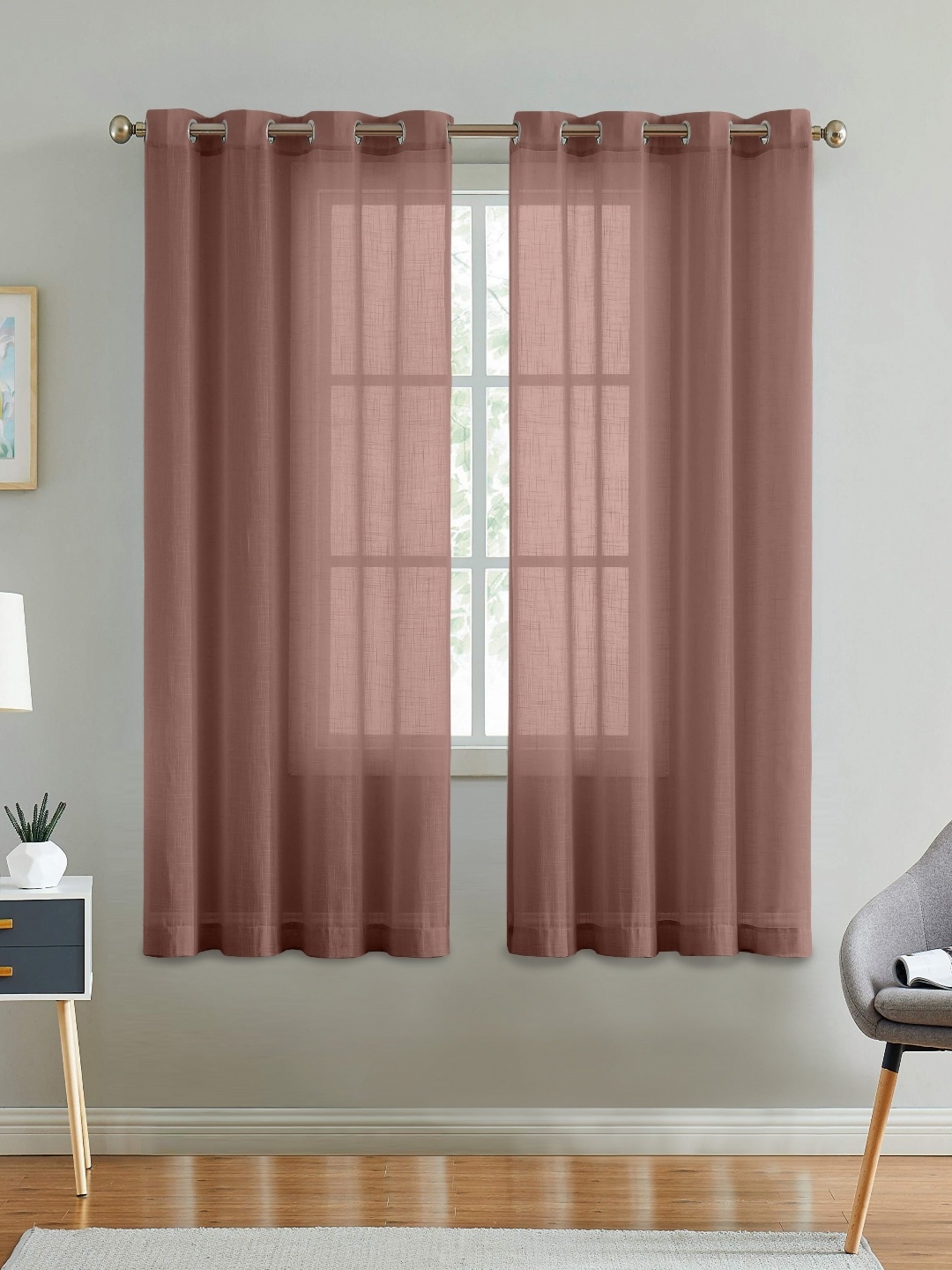 

Aura Brown Linen Window Curtains
