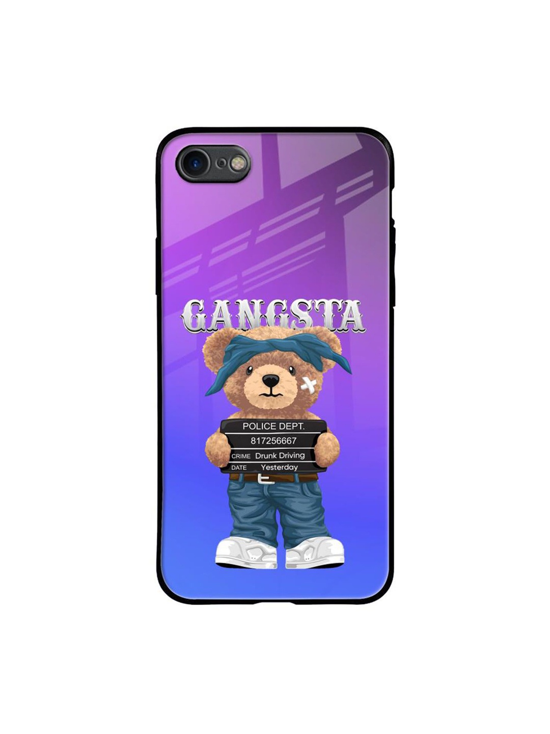 

QRIOH Gangsta Bear Printed iPhone 7 Back Case, Purple