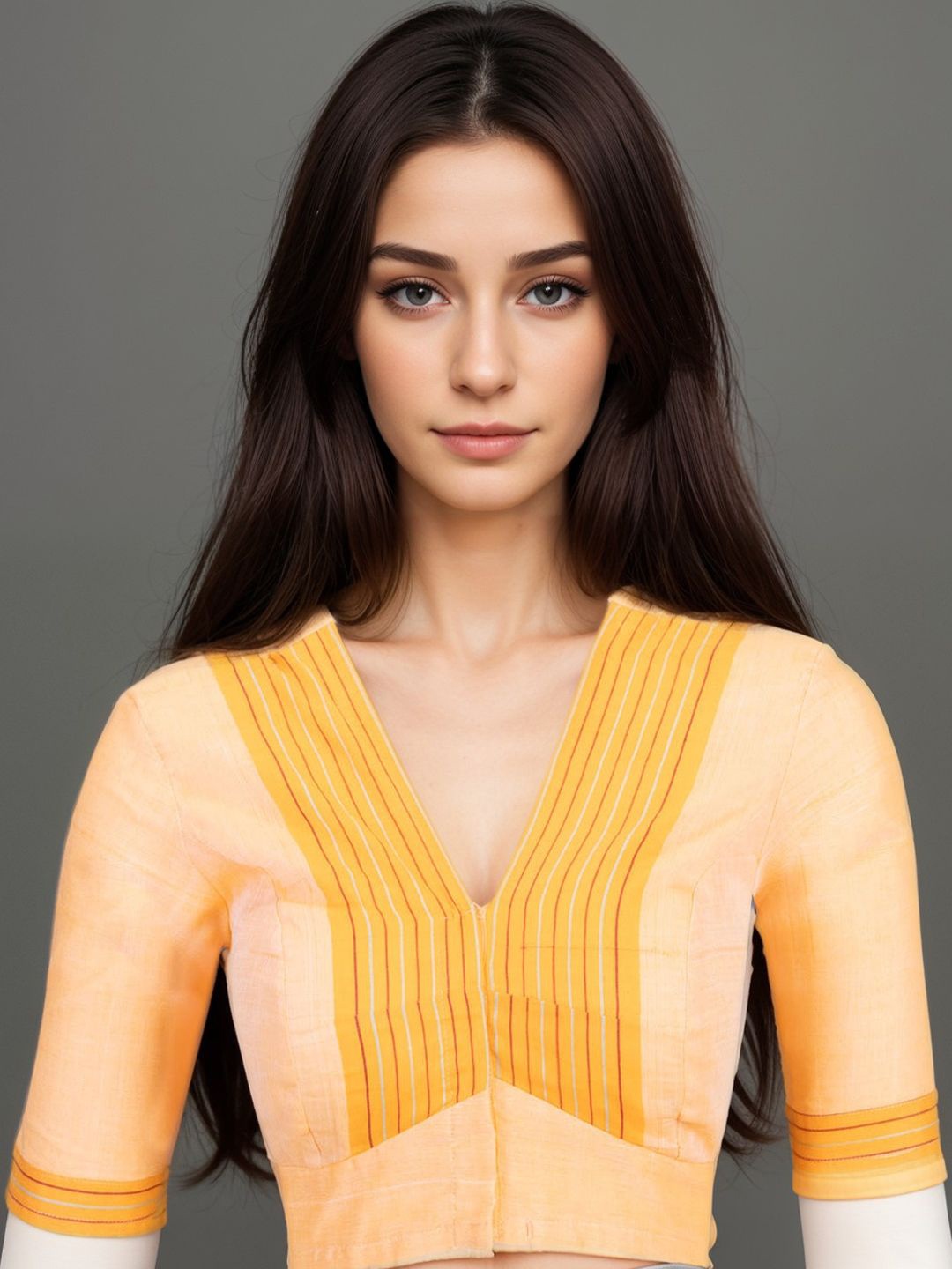 

AVSACBS10070424-40 Avishya Andhra Cotton Saree Blouse, Orange