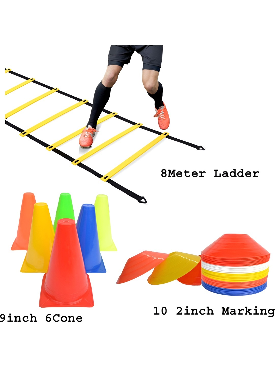

YMD Set Of 17 Cone Ladder & Marking Workout Accesssories, Yellow