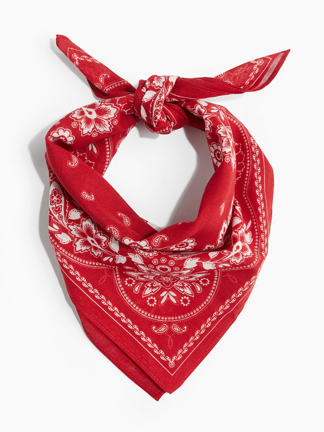 

H&M Women Patterned Cotton Scarf 1277495001-Red,Multi