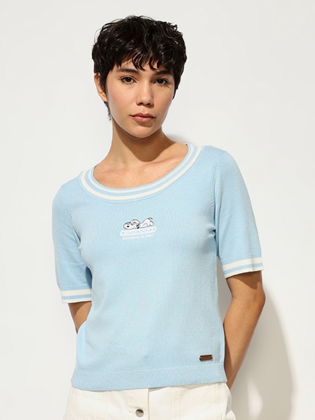 

ONLY Women Graphic Printed Round Neck T-shirt, Blue