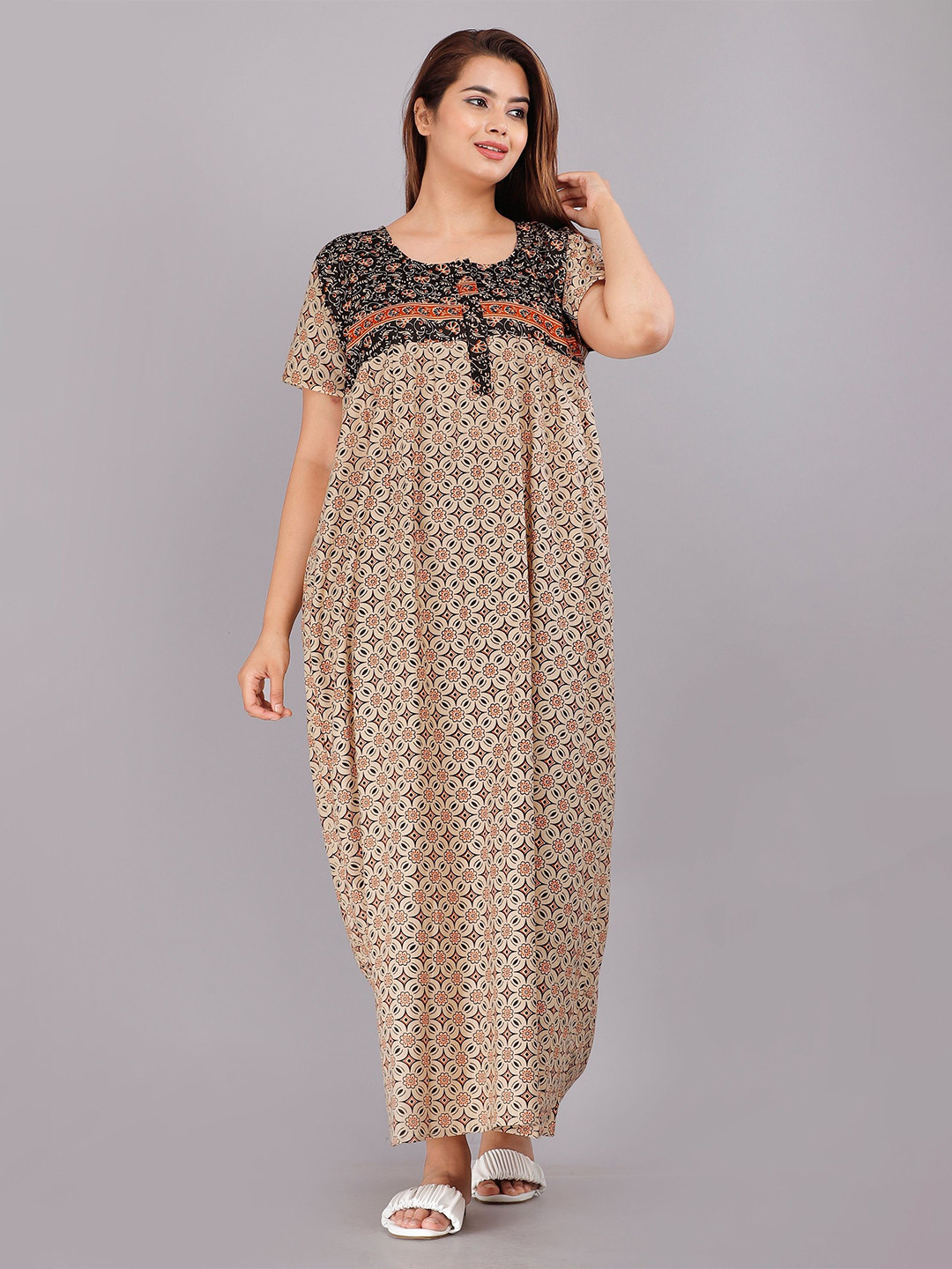 

PR PINK ROYAL Printed Maxi Nightdress, Brown