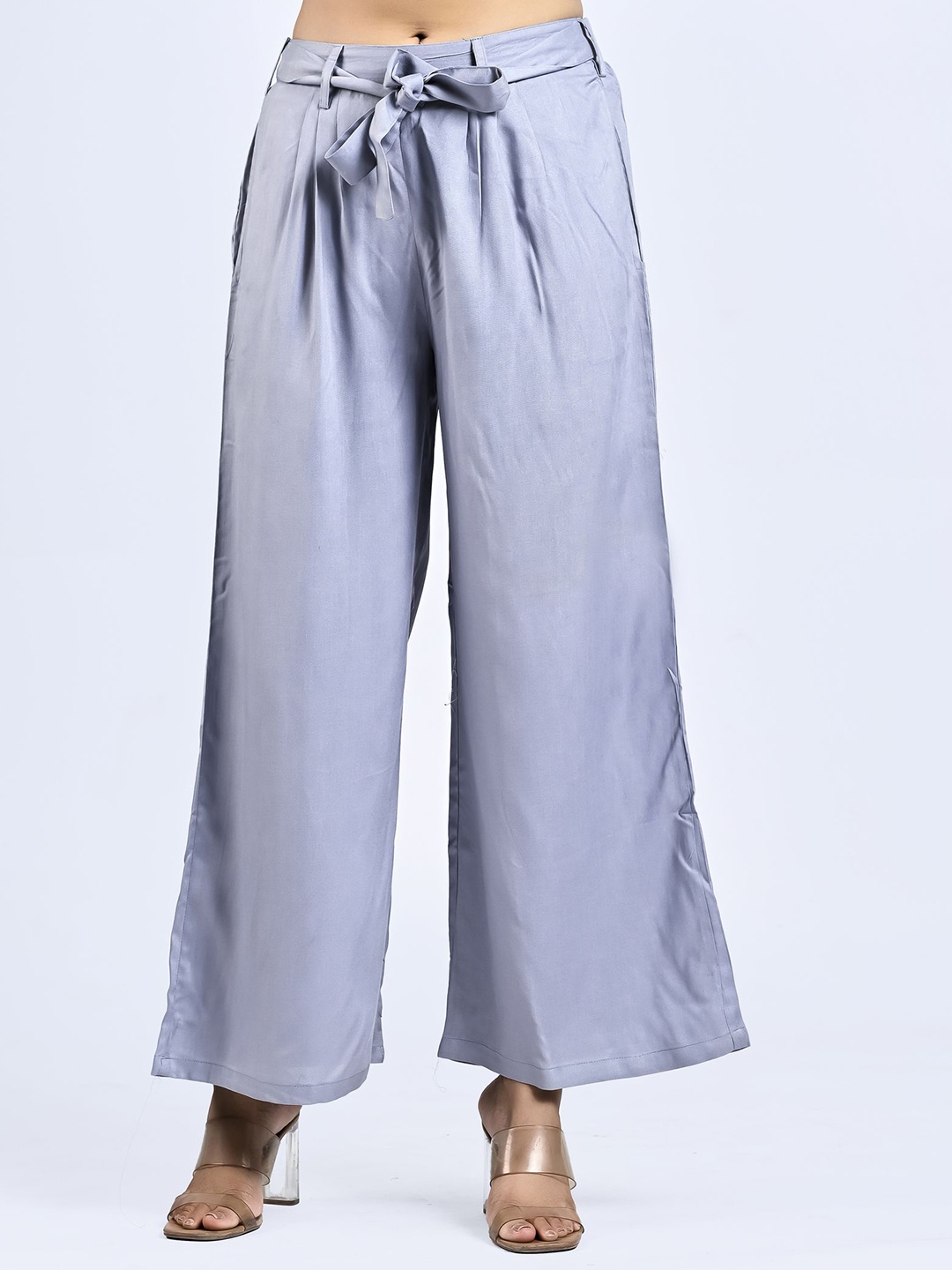 

MIRAYYA Women Flared Palazzos, Grey