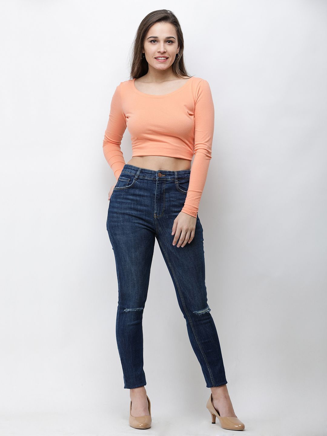 

Moda Rapido Pure Cotton Fitted Crop Top, Orange