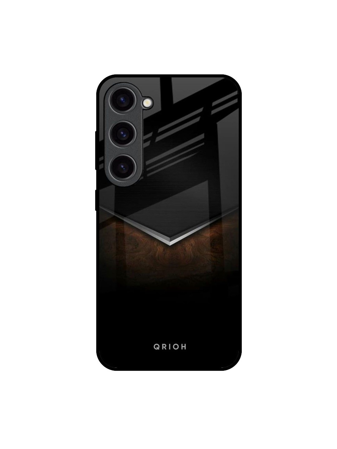 

QRIOH Dark Walnut Real Printed Samsung Galaxy S23 Back Case, Black