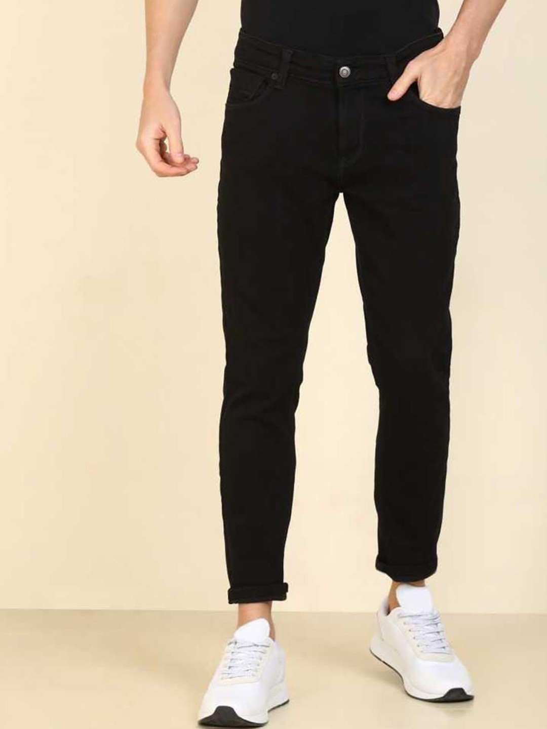 

ComfyStyle Men Regular Fit Mid-Rise Stretchable Jeans, Black