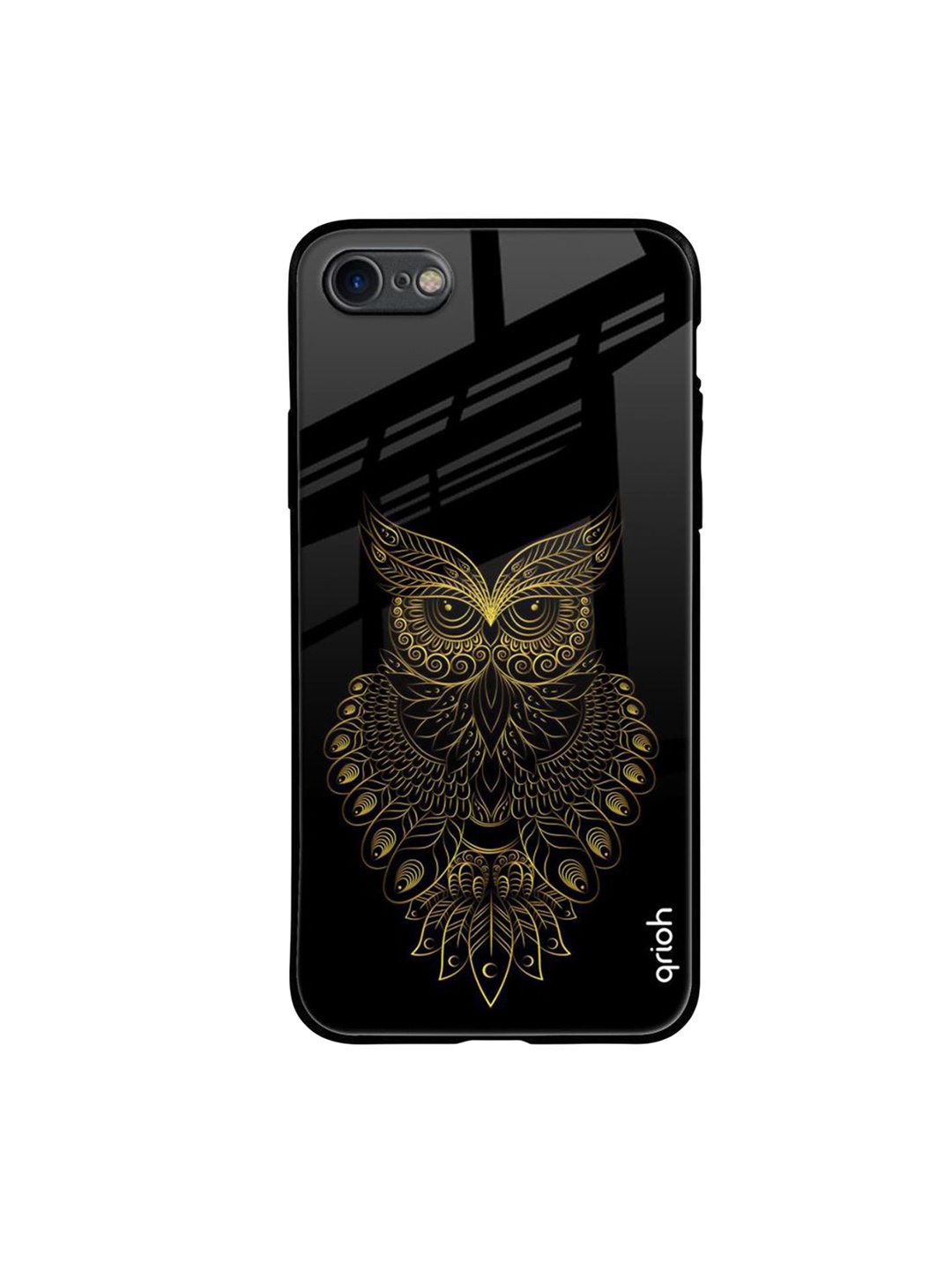 

QRIOH Golden Owl Printed iPhone 7 Back Case, Black