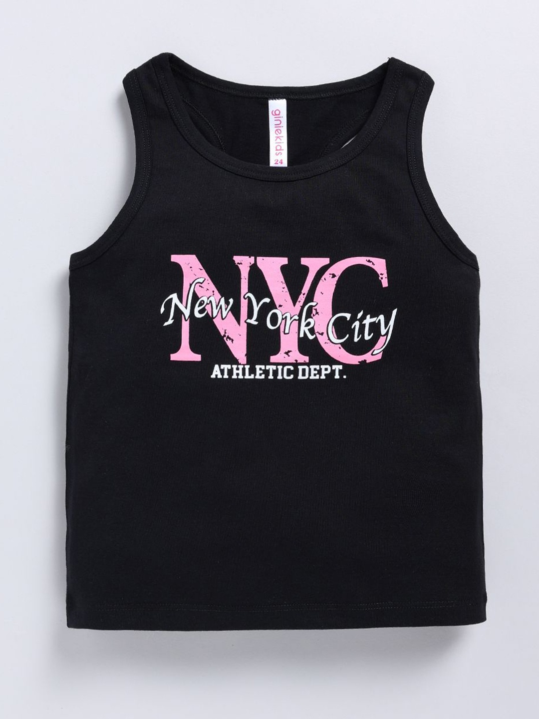 

Ginie Girls Typography Printed Round Neck Top, Black