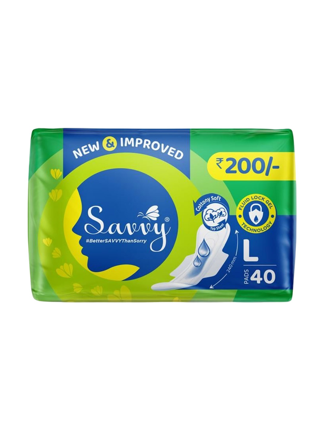 

Savvy Maxi Cotton Sanitary Pads- 40 Pads- L, White