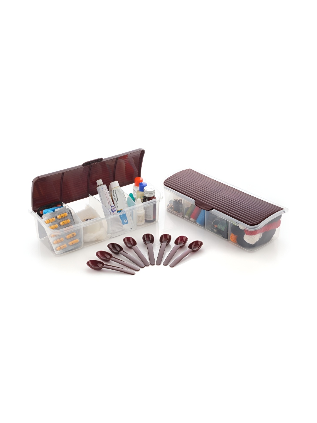 

HASHONE 2 piece Transparent 4 in 1 Easy to Clean Canister Container-1700ML, Brown