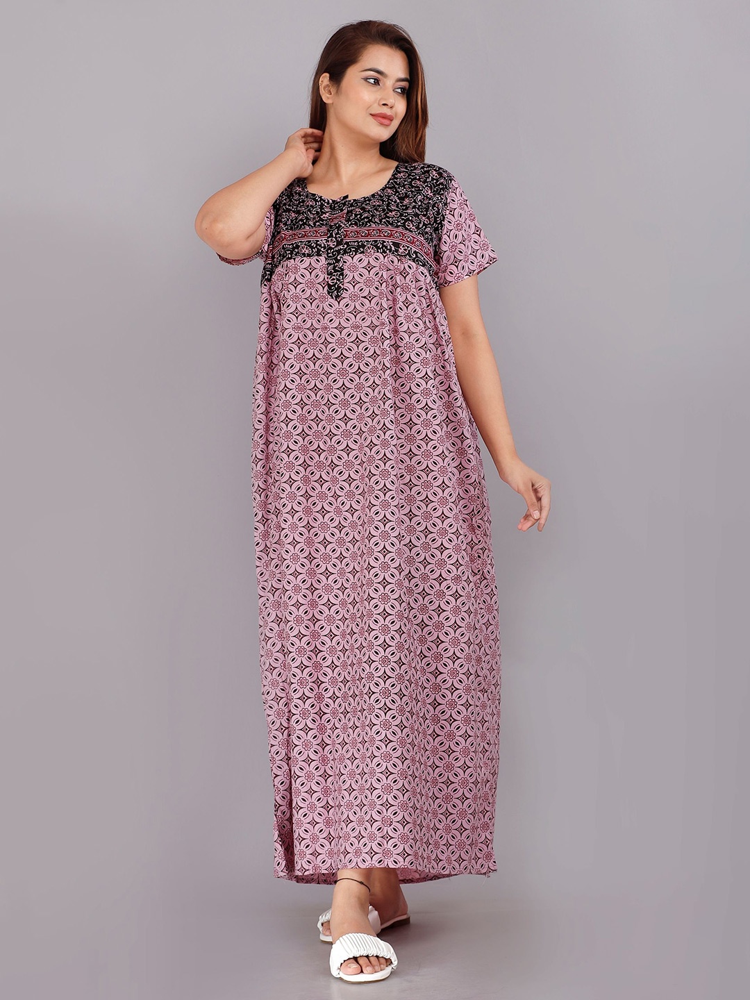 

PR PINK ROYAL Printed Maxi Nightdress