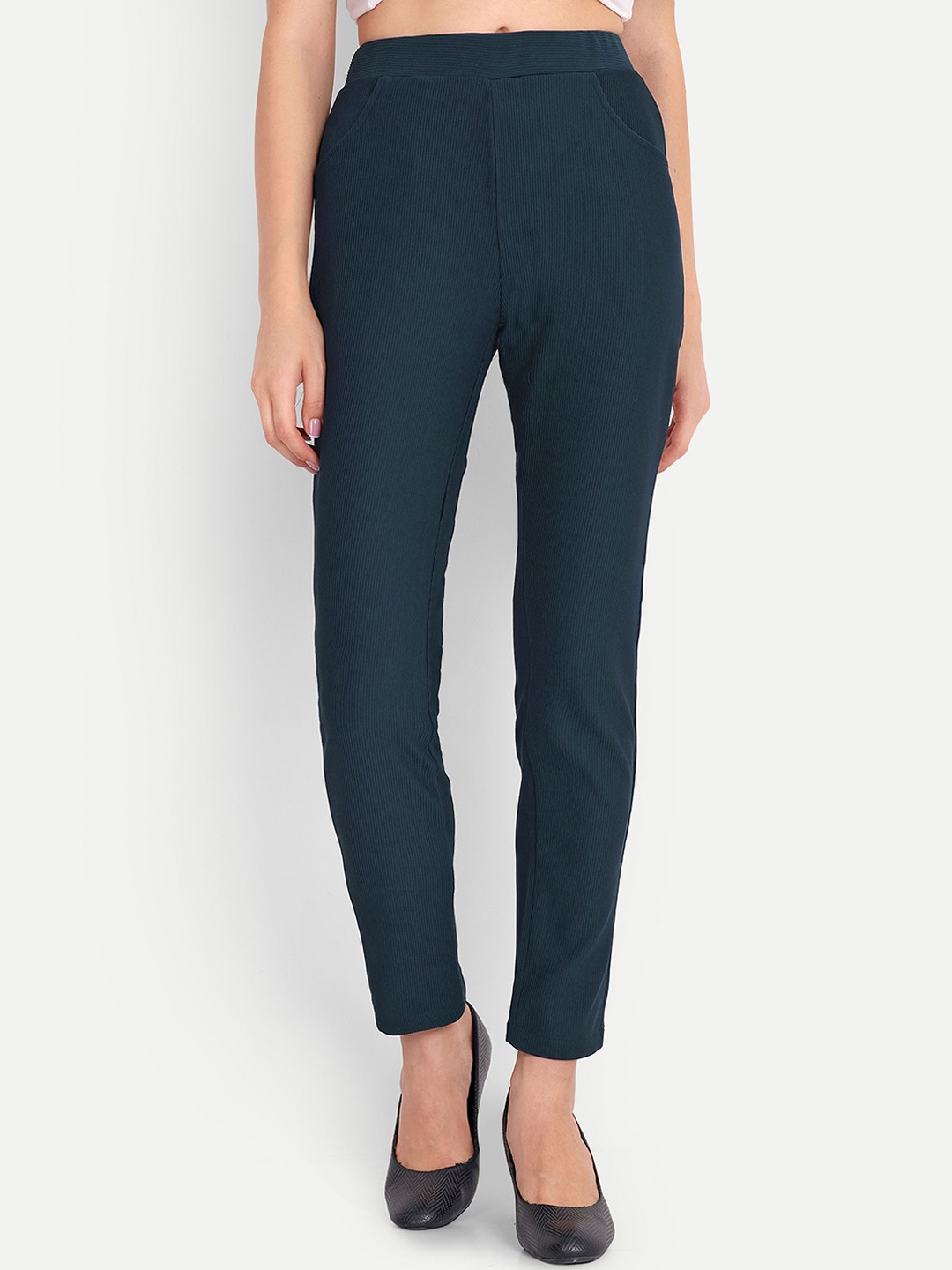 

FNOCKS Women Mid Rise Pure Cotton Jeggings, Blue