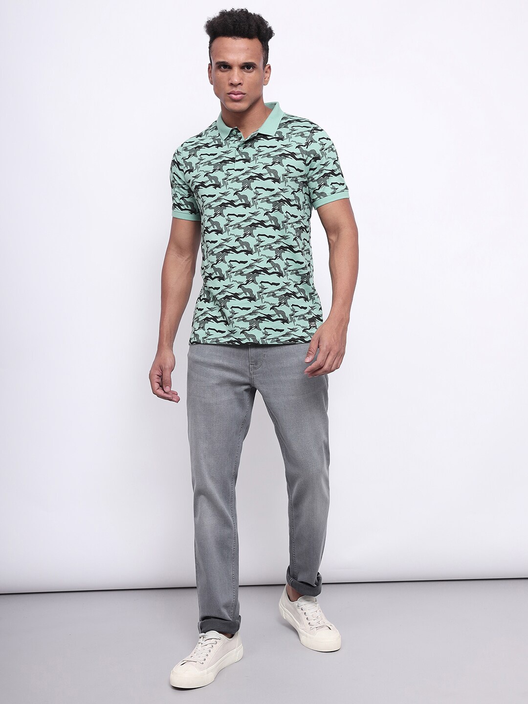 

Lee Camouflage Printed Polo Collar Cotton Slim Fit T-shirt, Green