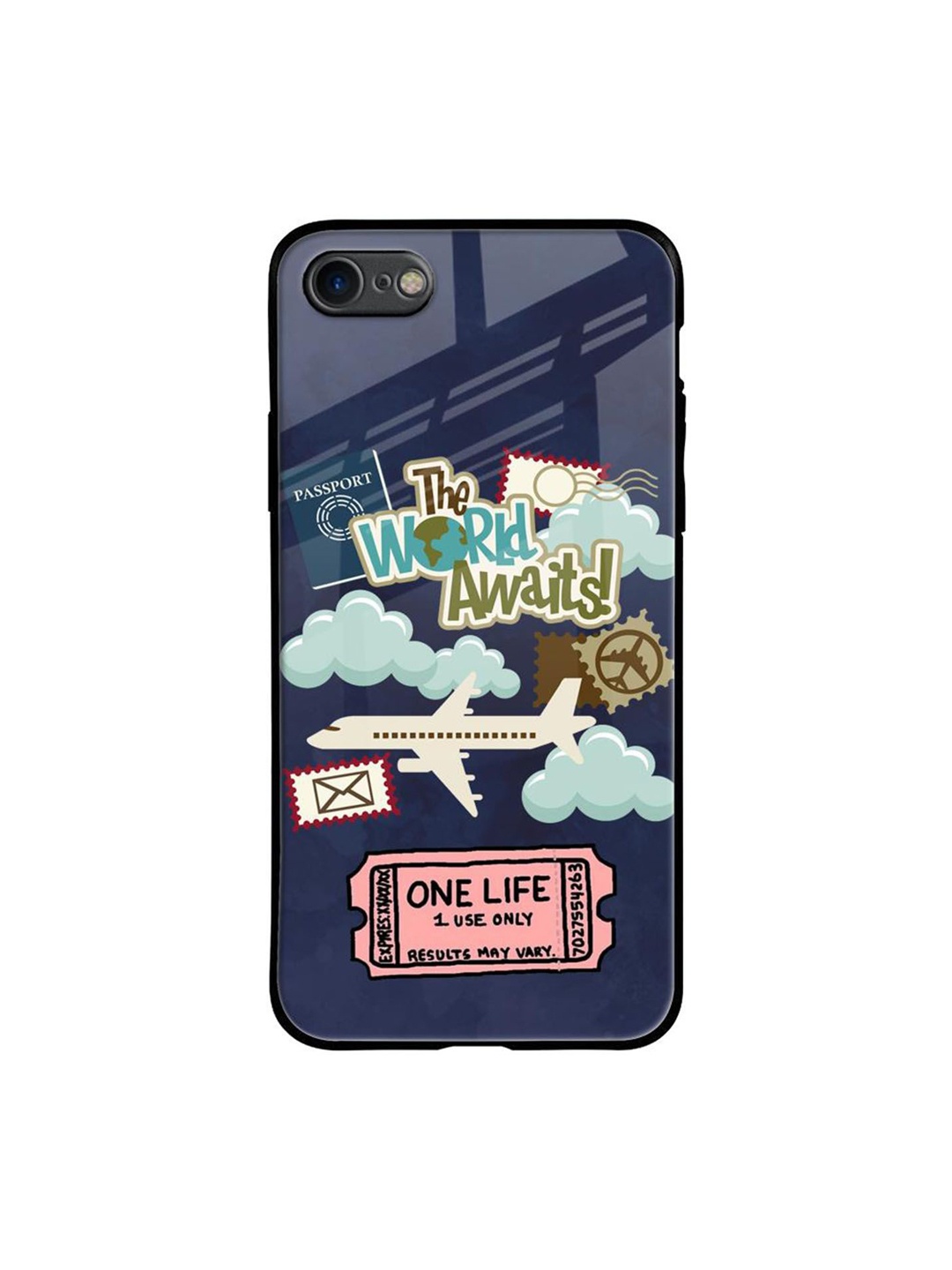 

QRIOH Tour The World Printed iPhone 7 Back Case, Blue