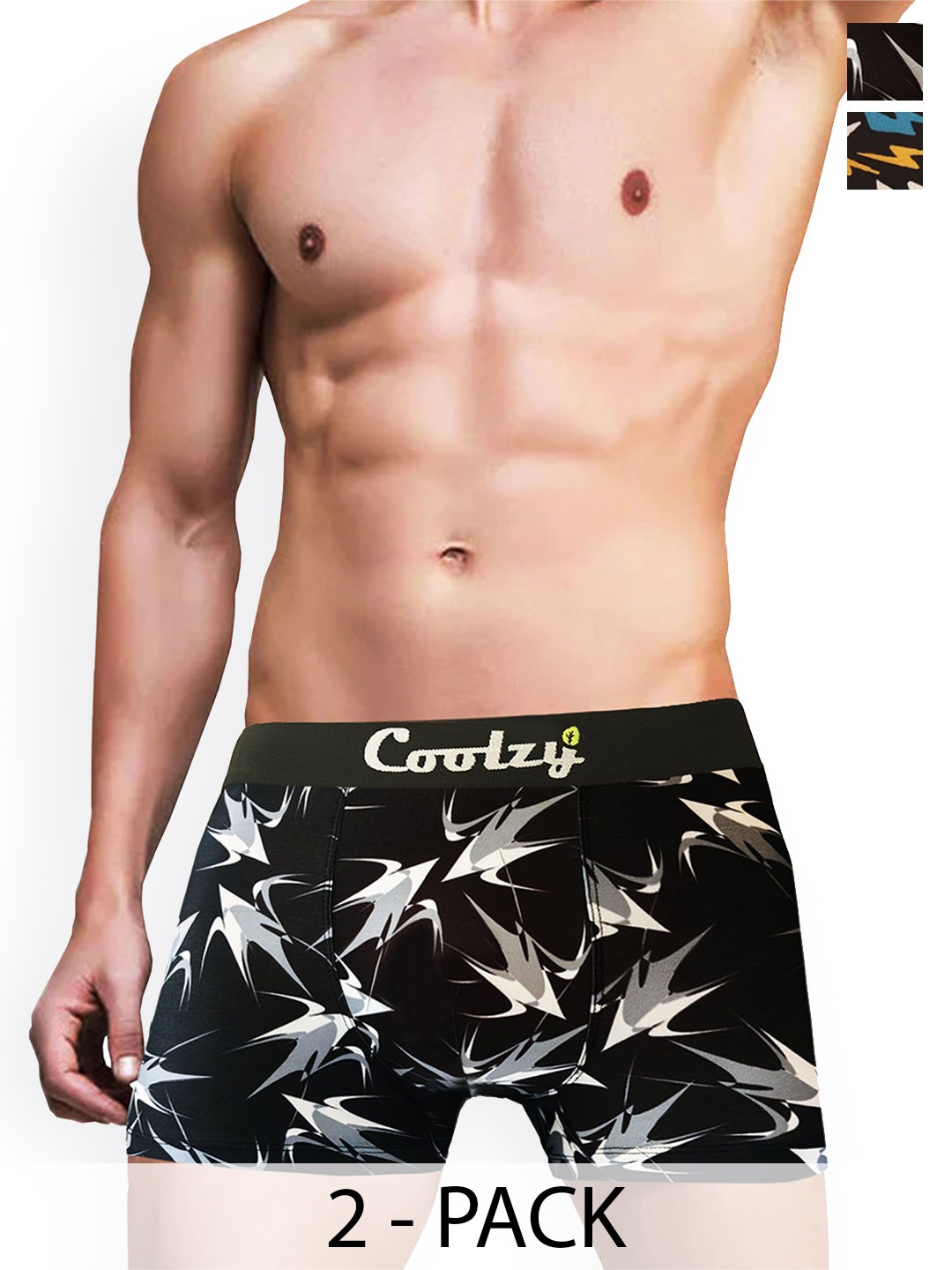 

Coolzy Pack Of 2 Printed Trunk RUCPTN2K011-S, Black