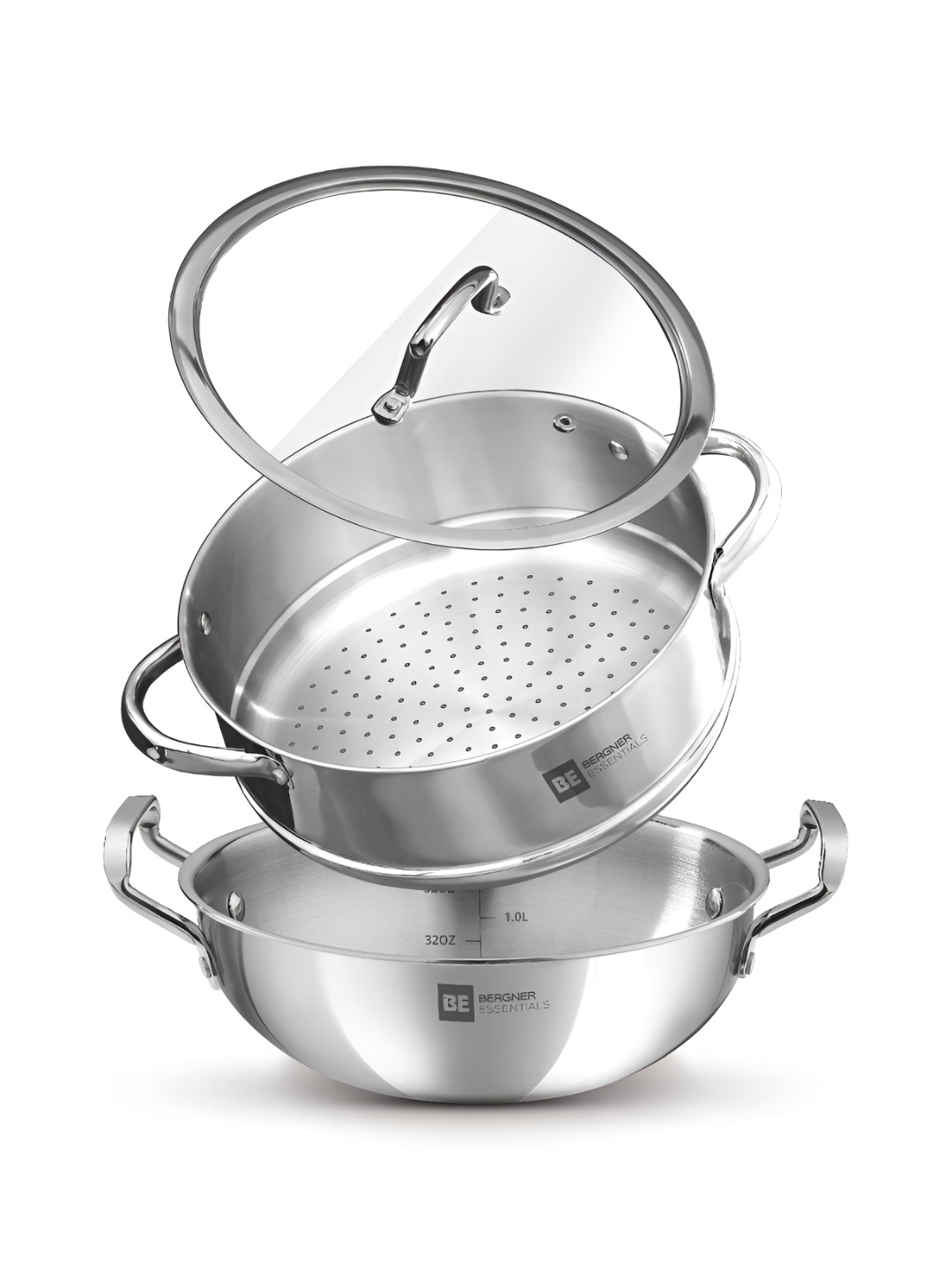 

BERGNER Silver-Toned Induction Base Aluminium Cookware Set of