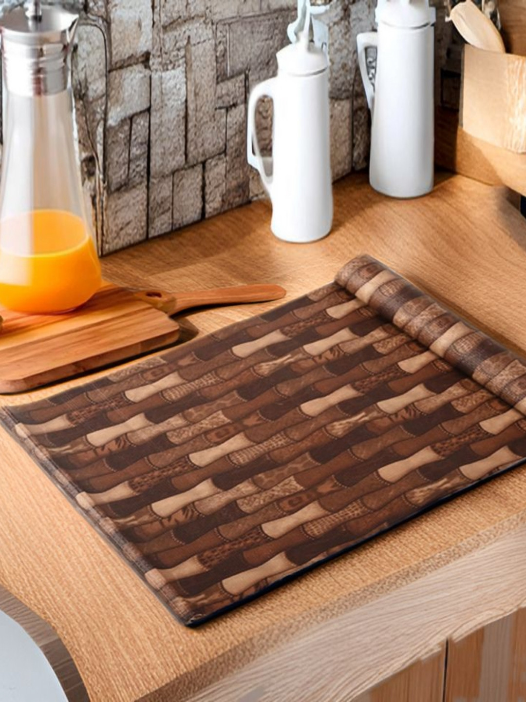 

REVEXO Brown Printed Water-Resistant Shelf Liner