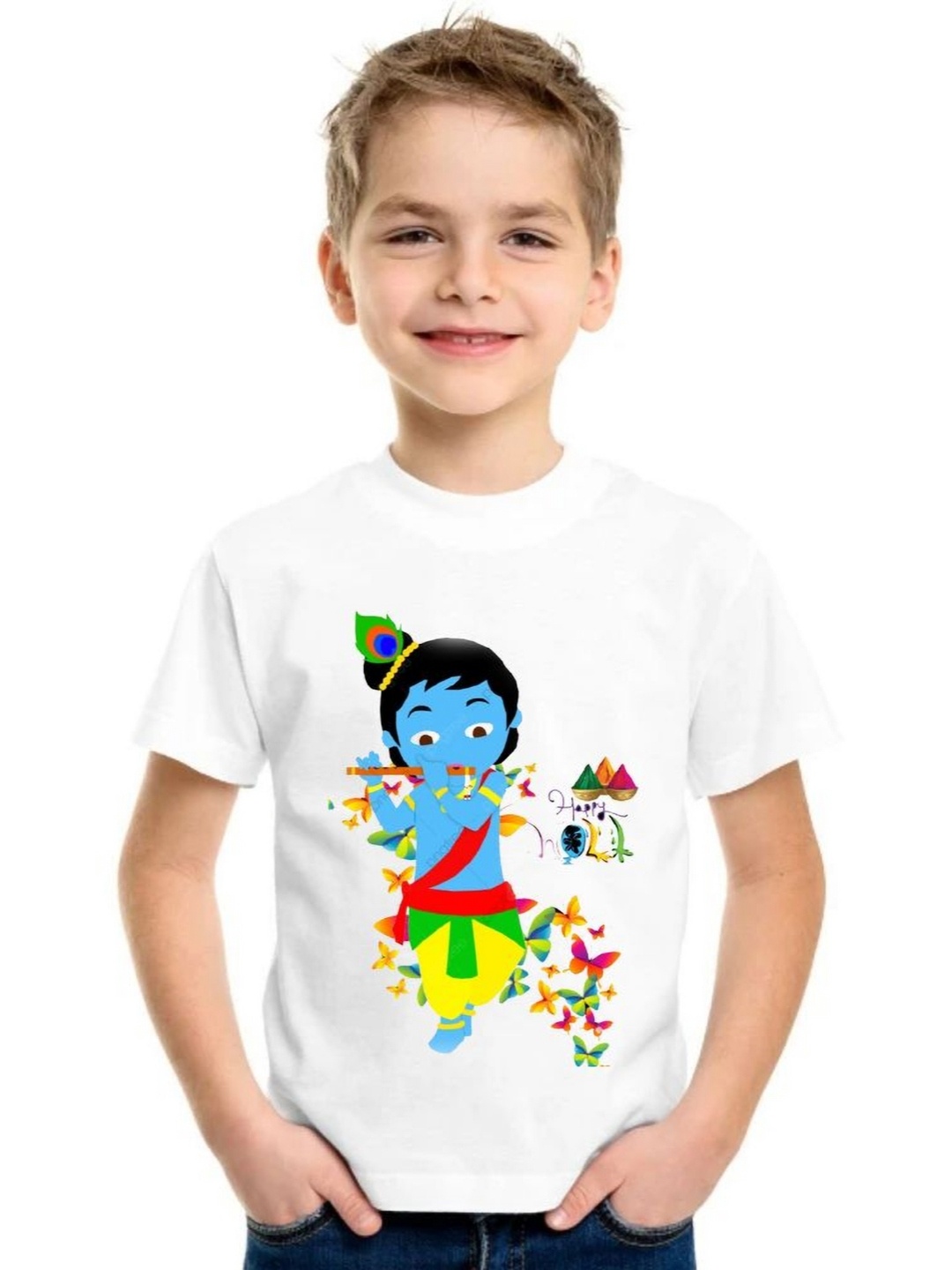 

SHUBHAM DESIGNER GALLERY Boys Graphic Printed Round Neck T-shirt, White