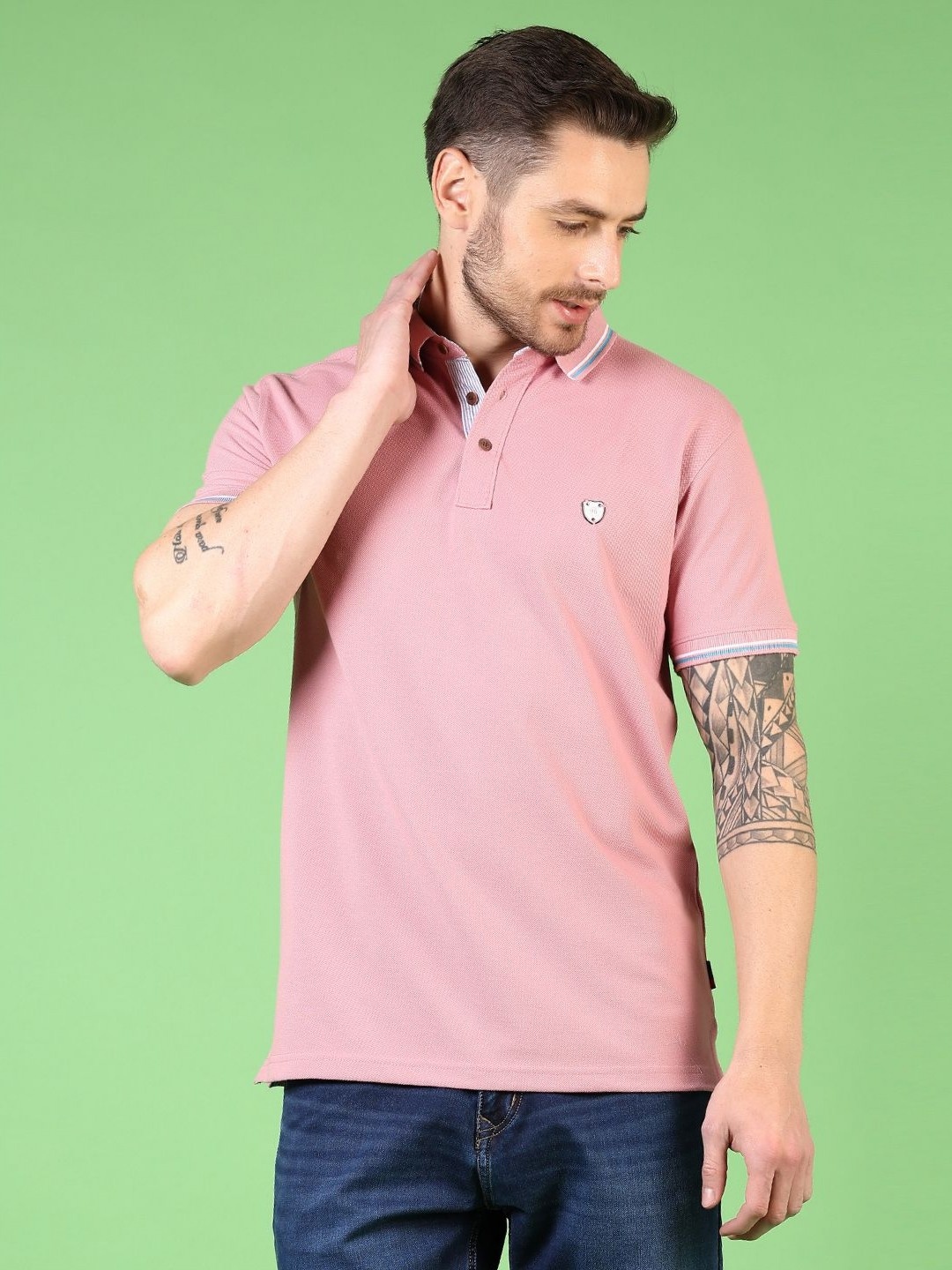 

V-Mart Men Solid Polo Collar Cotton T-shirt, Mauve