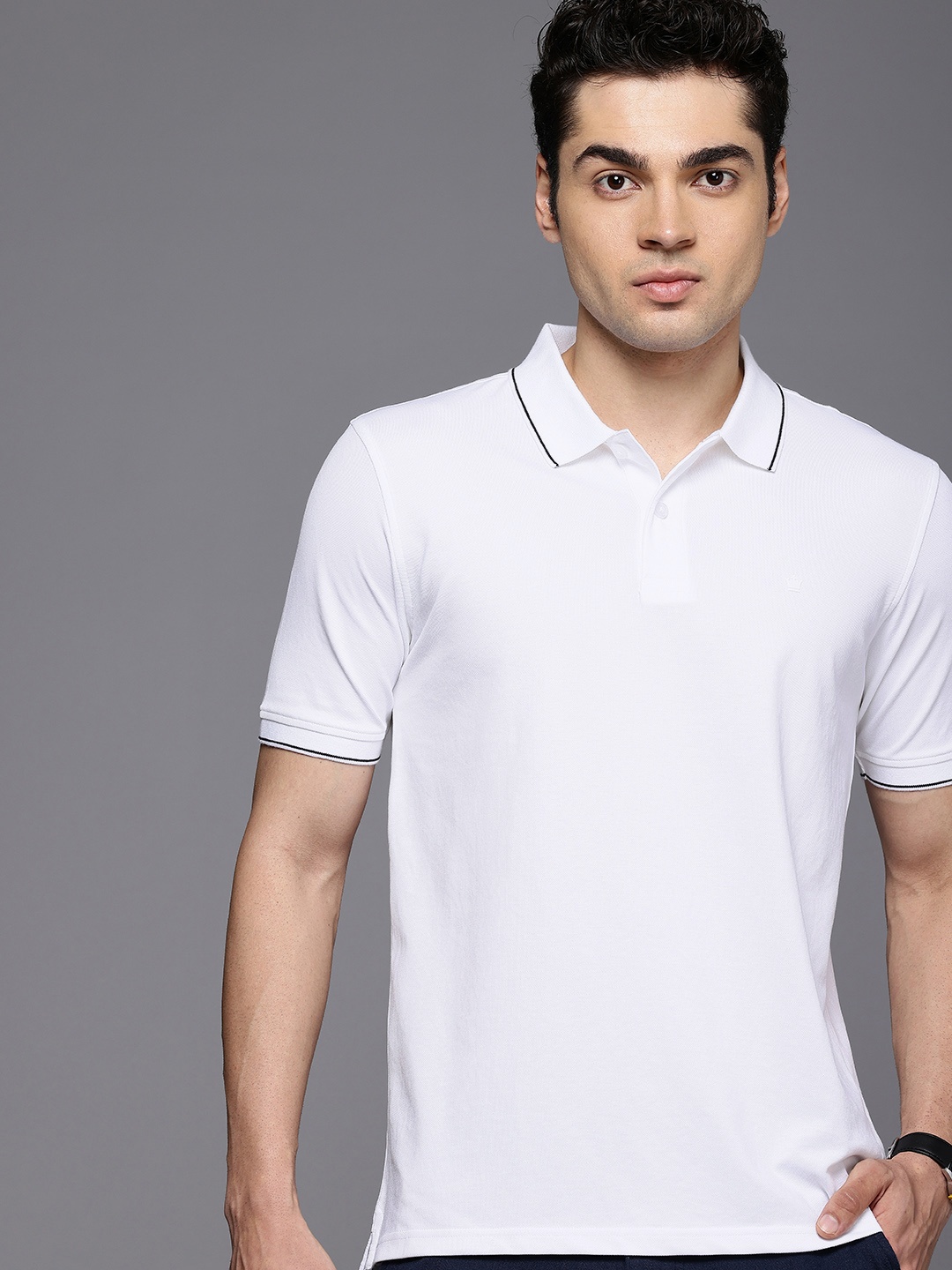 

Louis Philippe Polo Collar Short Sleeves Casual T-shirt, White