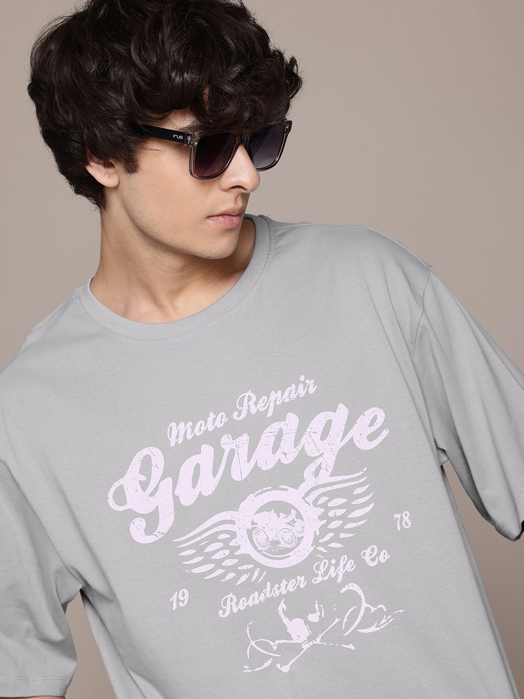 

The Roadster Lifestyle Co. Typography Print Relaxed Pure Cotton T-shirt, Grey