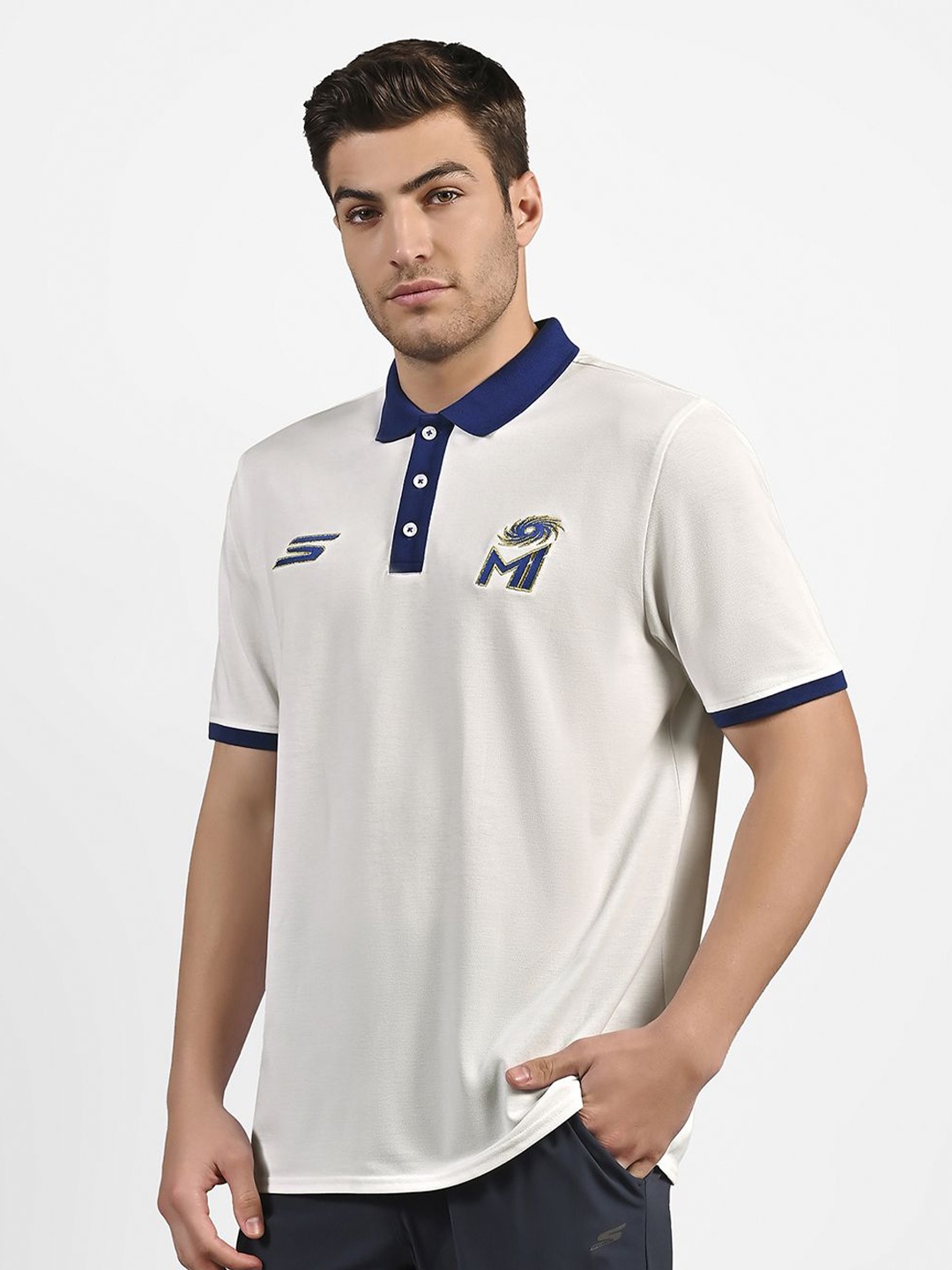 

Skechers Mumbai Indians Embroidered Polo, Navy blue