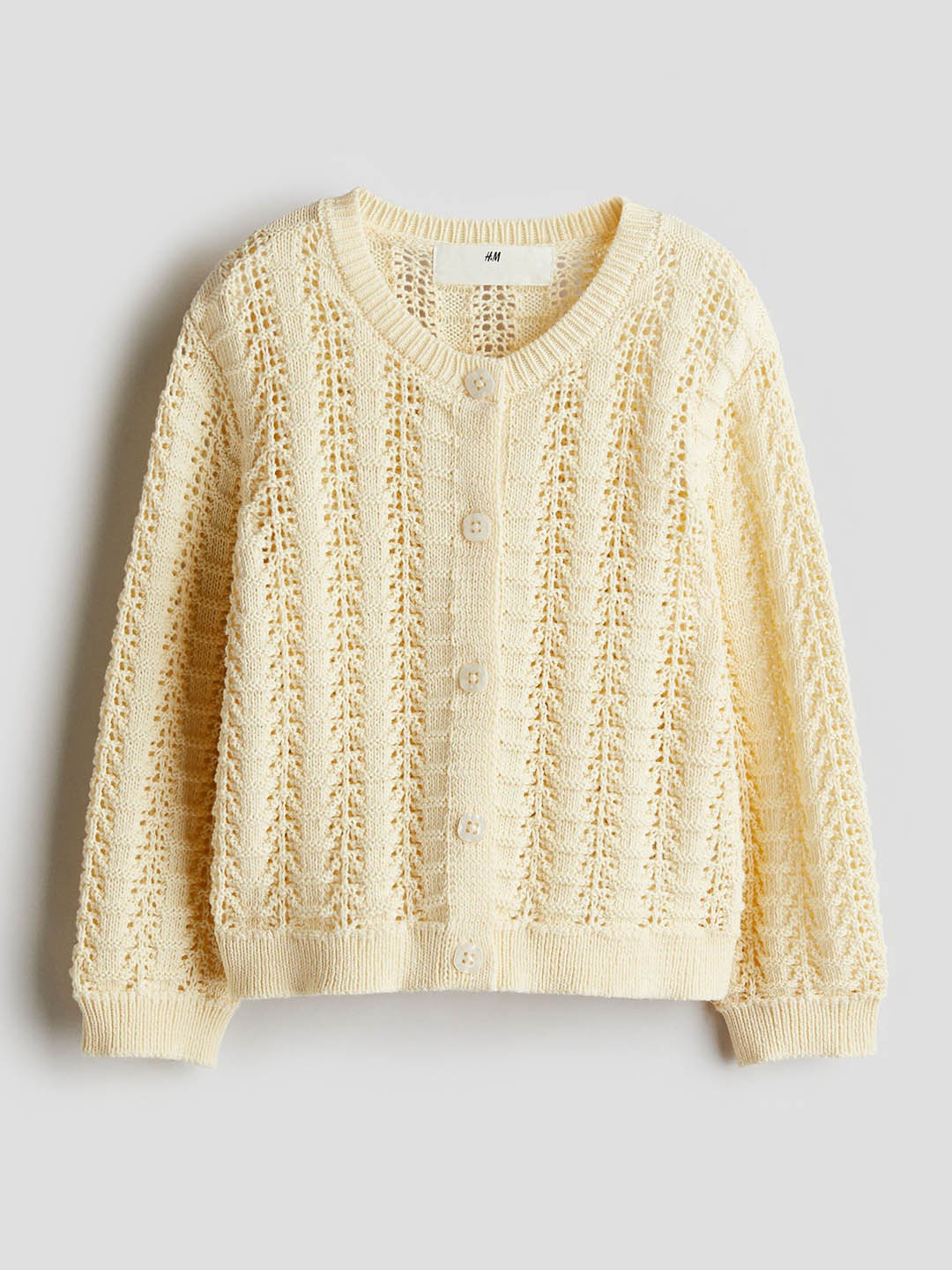 

H&M Pointelle-Knit Cardigan, Yellow