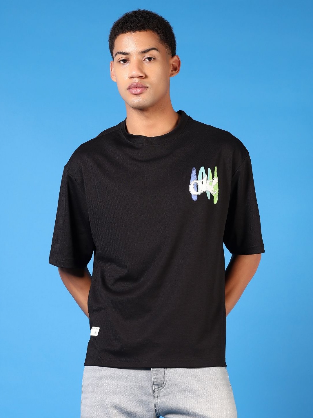 

V-Mart Men Typography Printed Round Neck Cotton T-shirt, Black