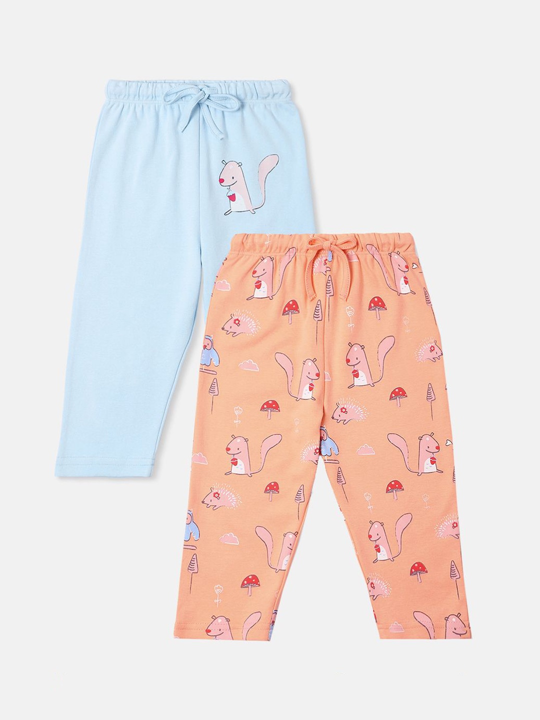 

Nauti Nati Infants Pack of 2 Cotton Printed Track Pants, Peach