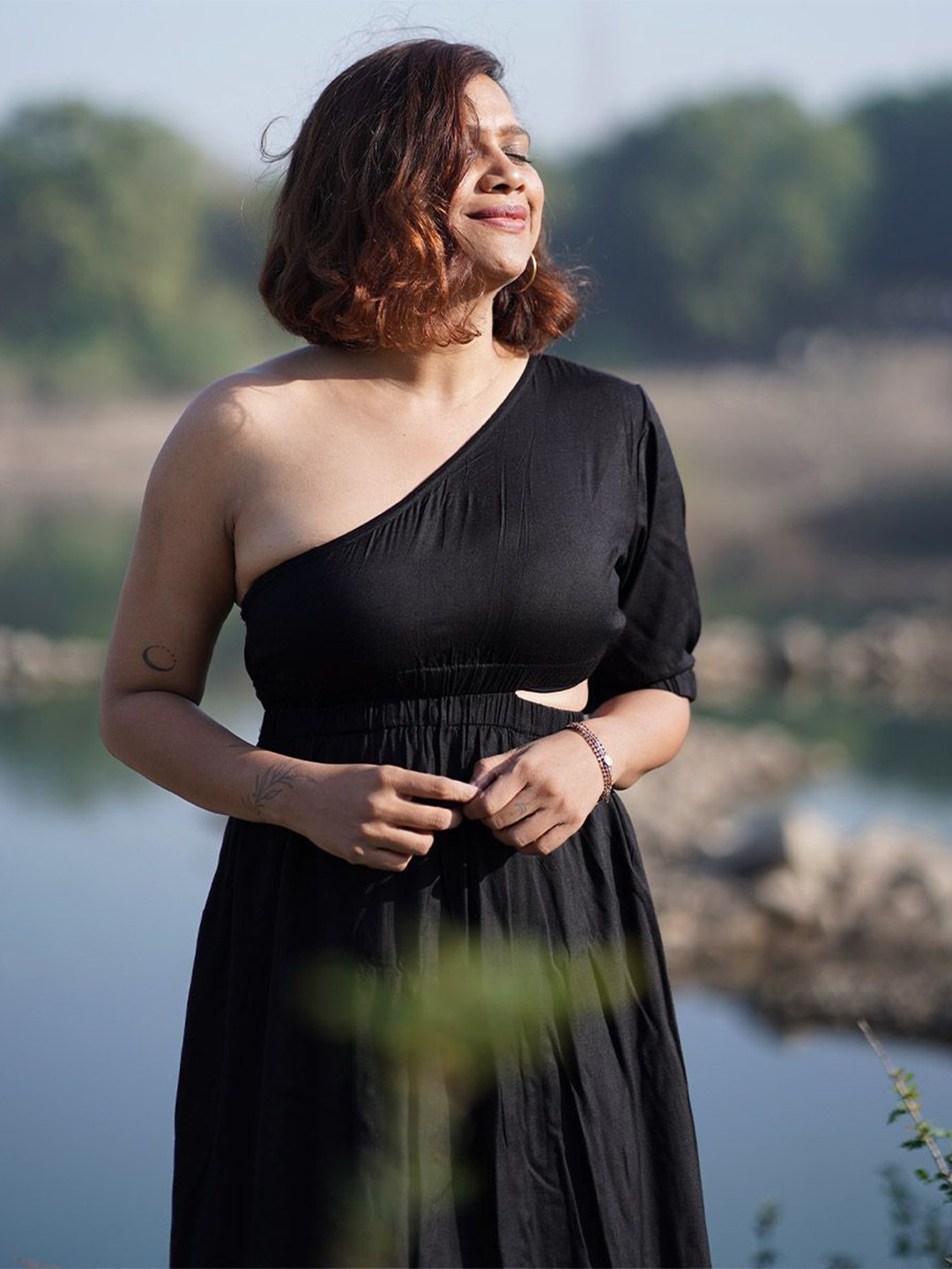 

Chidiyaa Sway Oasis Handwoven Bamboo Dress, Black