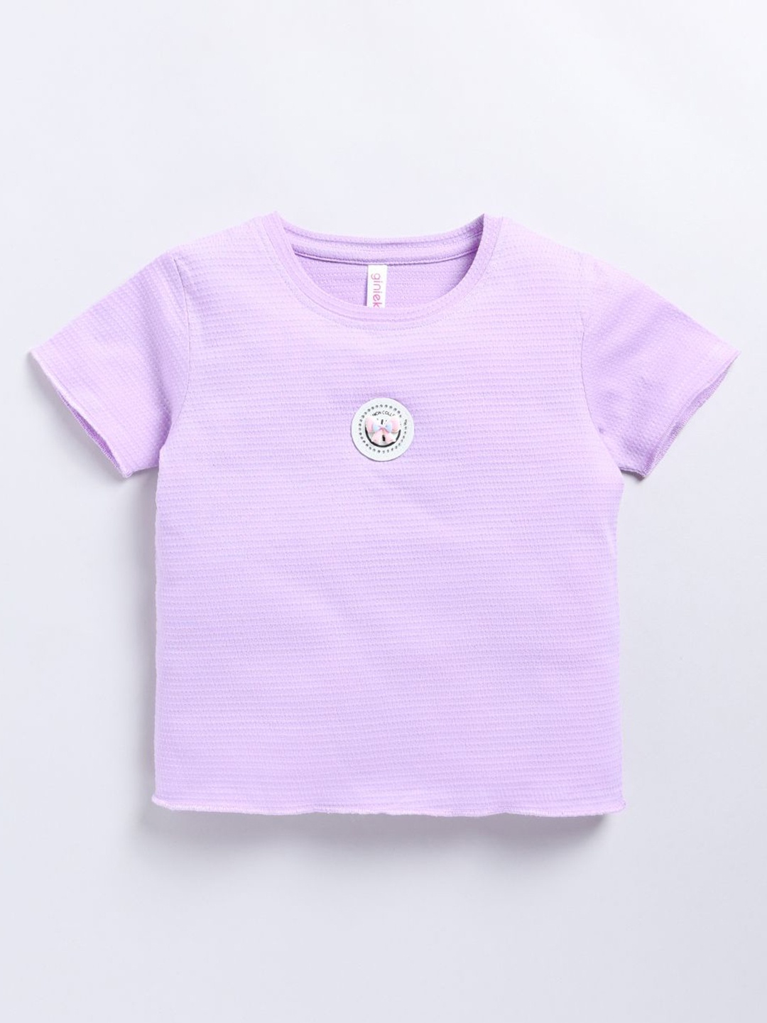 

Ginie Girls Logo Short Sleeve Cotton Crop Top, Lavender